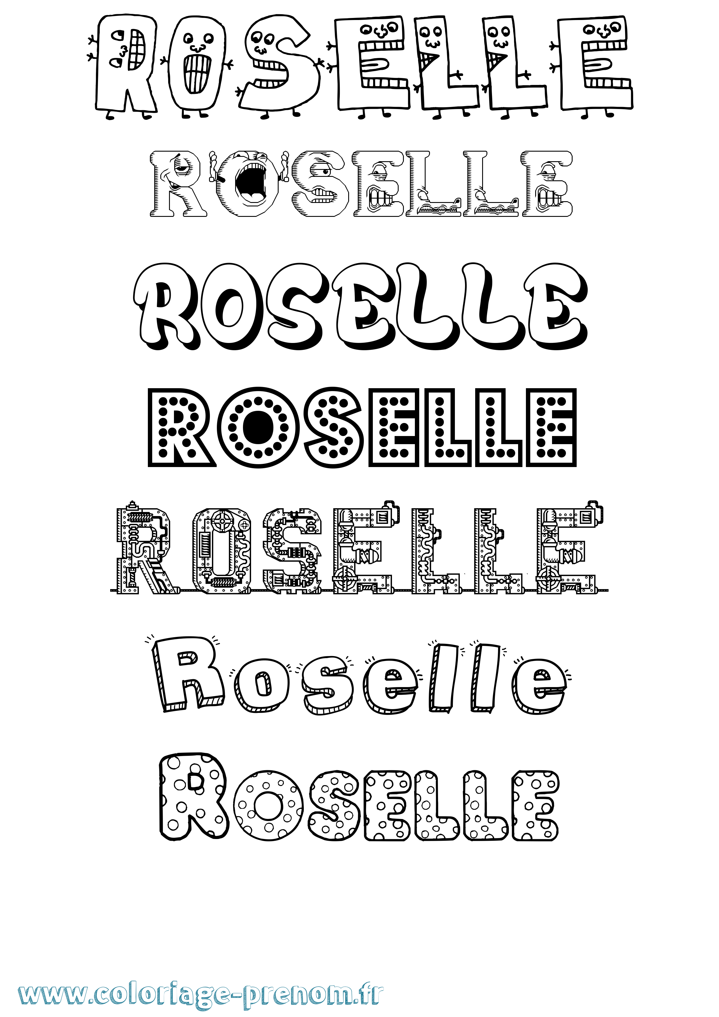 Coloriage Roselle Fun Coloriage prénom Roselle Fun