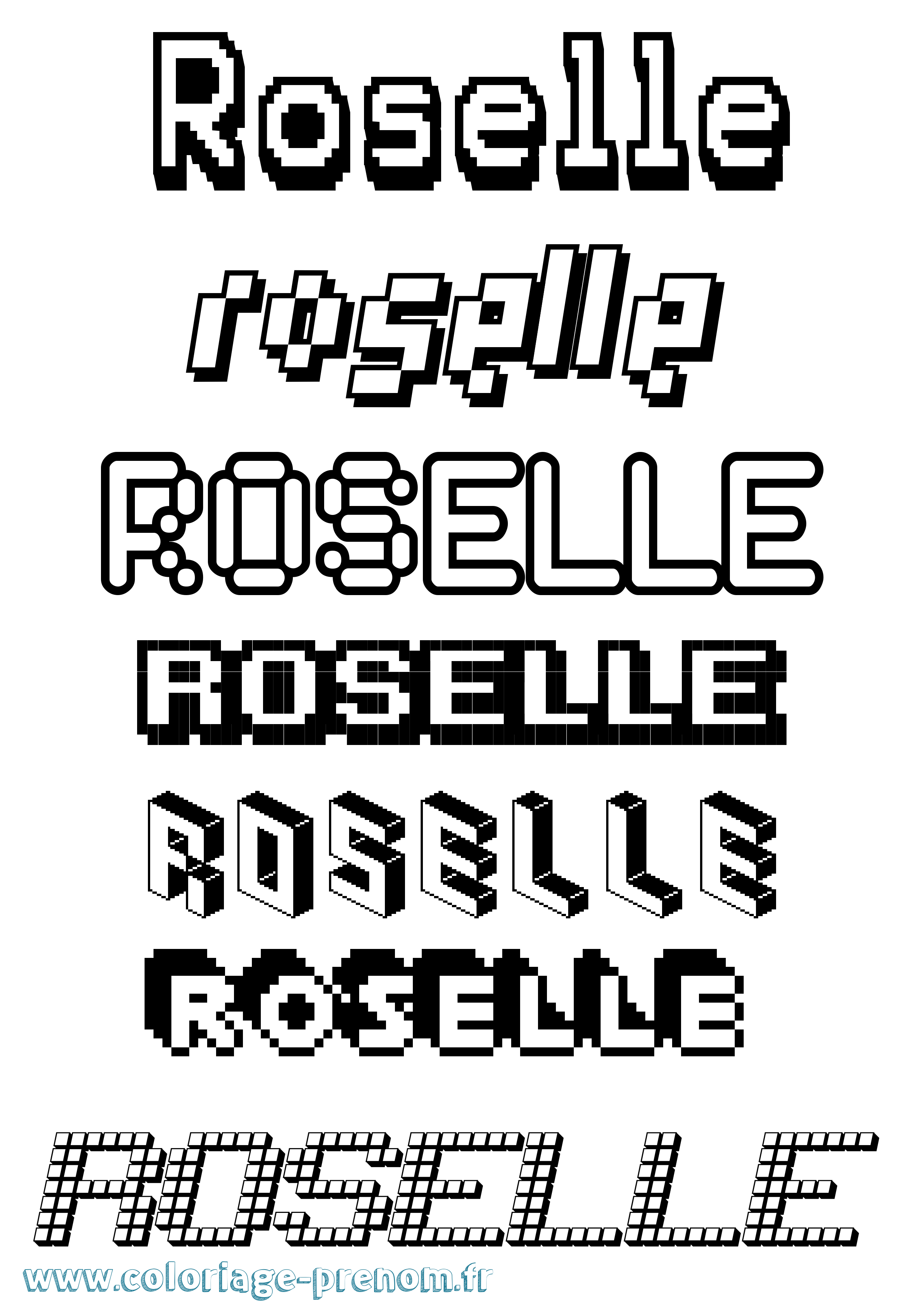 Coloriage Roselle Pixel Coloriage prénom Roselle Pixel