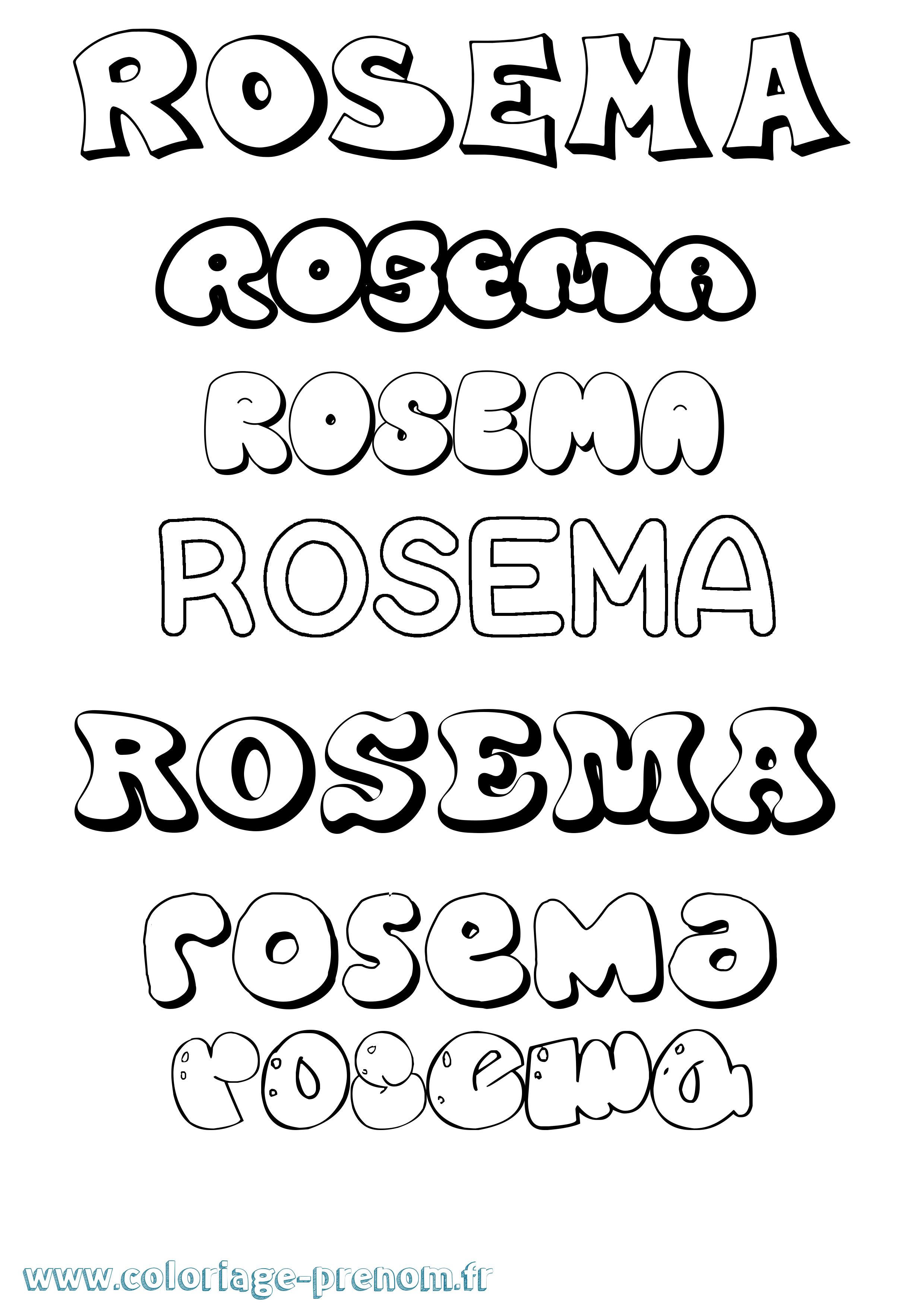 Coloriage Rosema Bubble Coloriage prénom Rosema Bubble