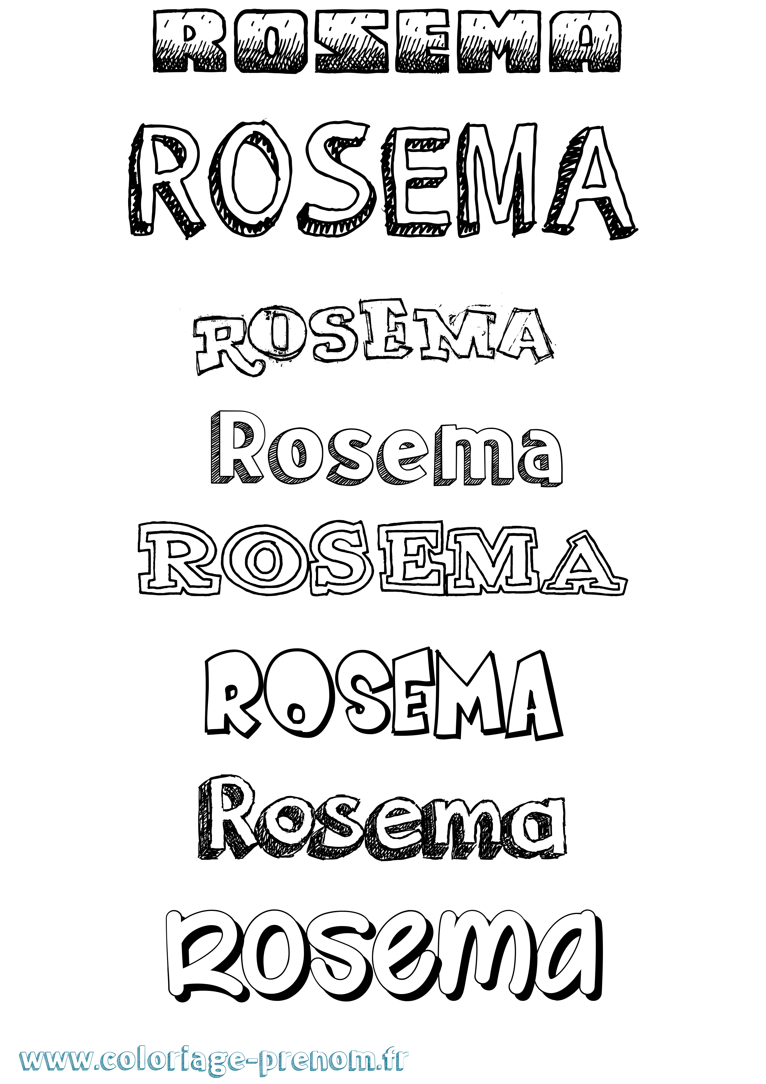 Coloriage Rosema Dessiné Coloriage prénom Rosema Dessiné