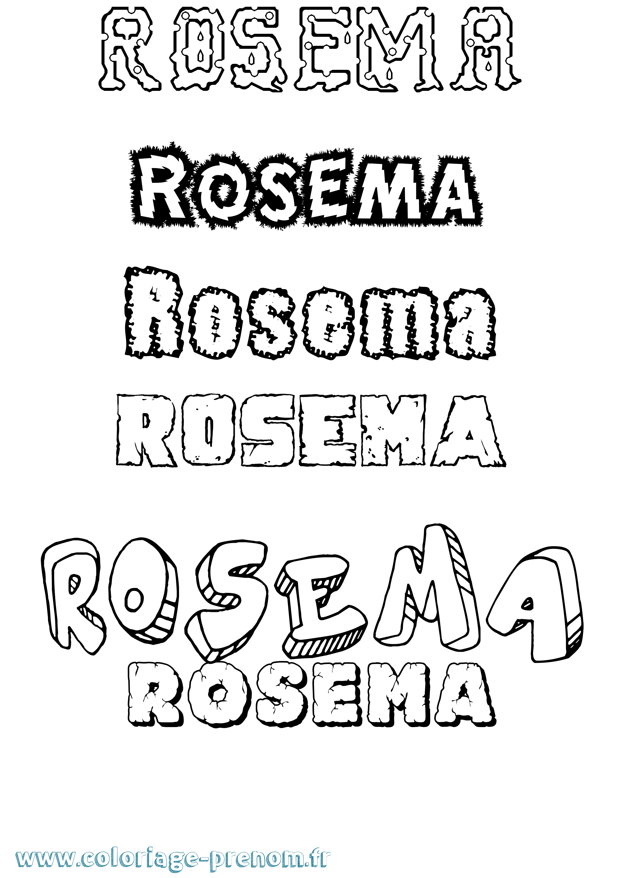 Coloriage Rosema Destructuré Coloriage prénom Rosema Destructuré