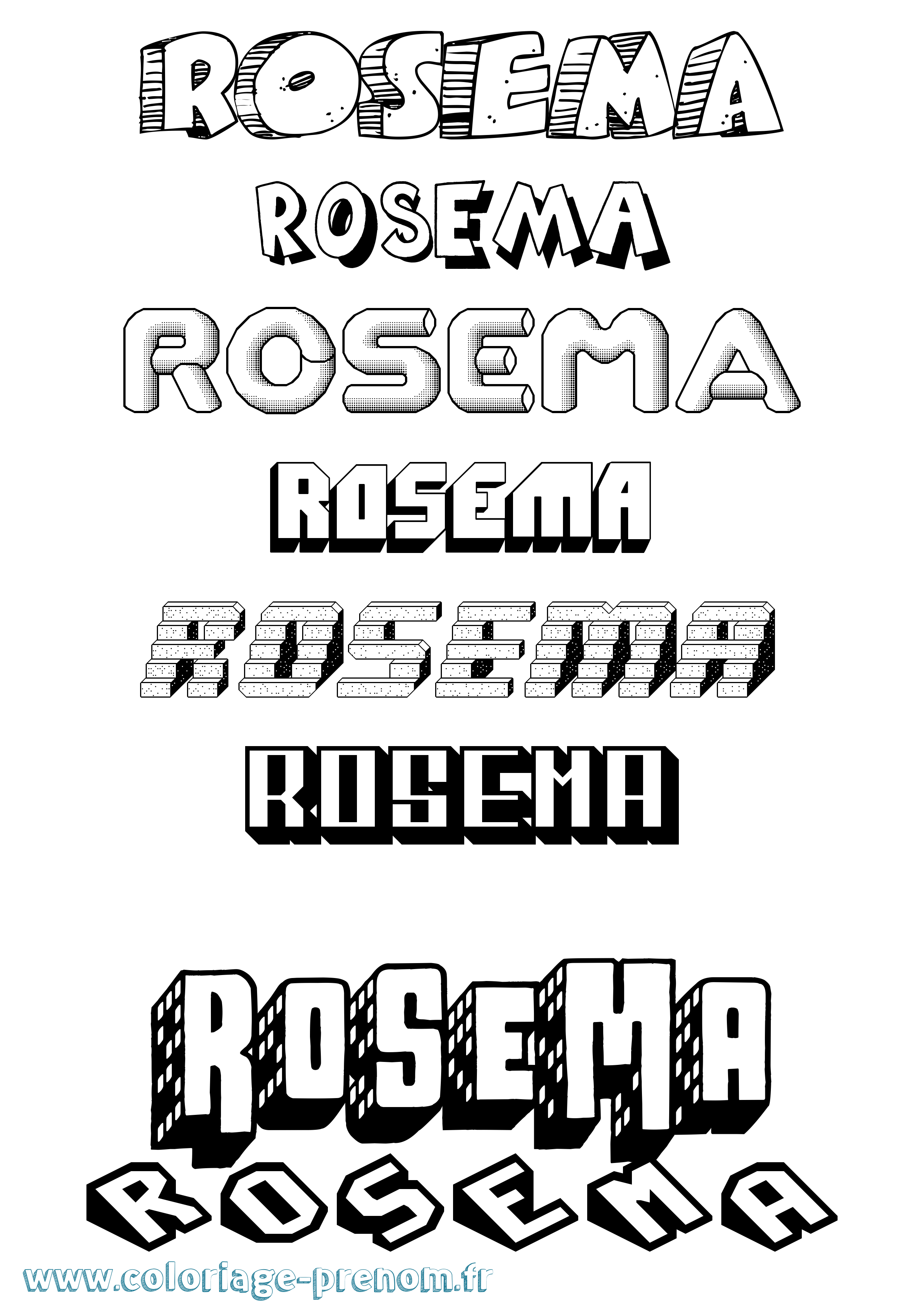 Coloriage Rosema Effet 3D Coloriage prénom Rosema Effet 3D