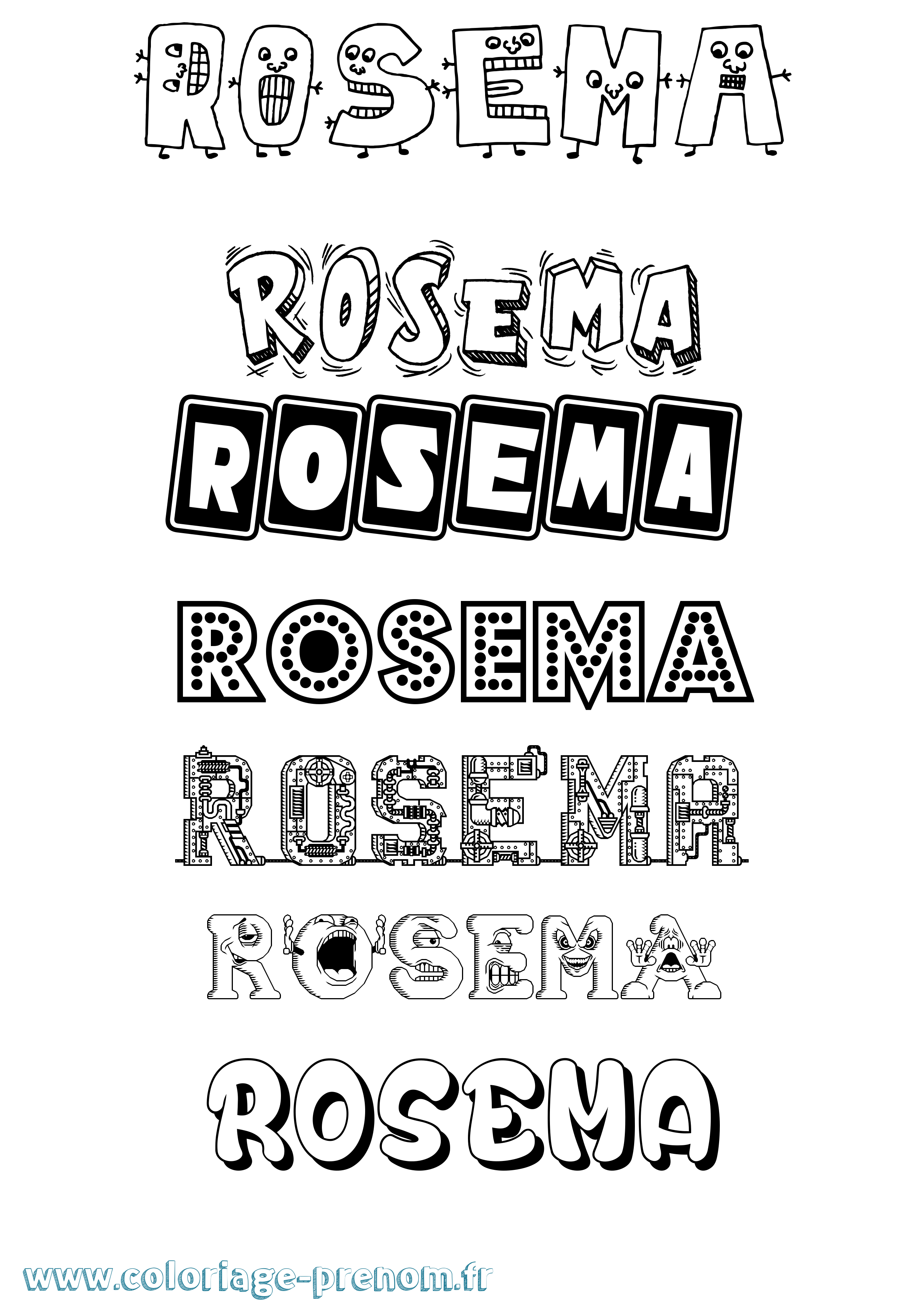 Coloriage Rosema Fun Coloriage prénom Rosema Fun