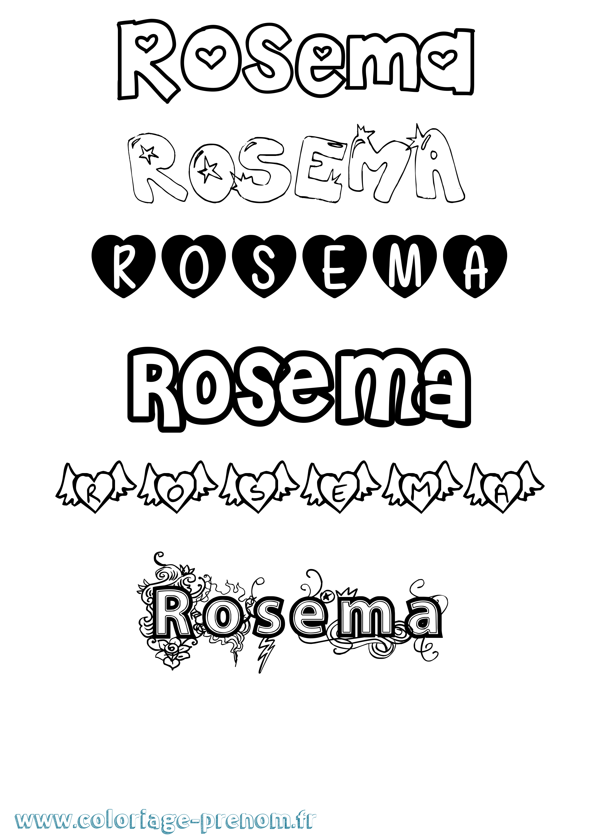 Coloriage Rosema Girly Coloriage prénom Rosema Girly