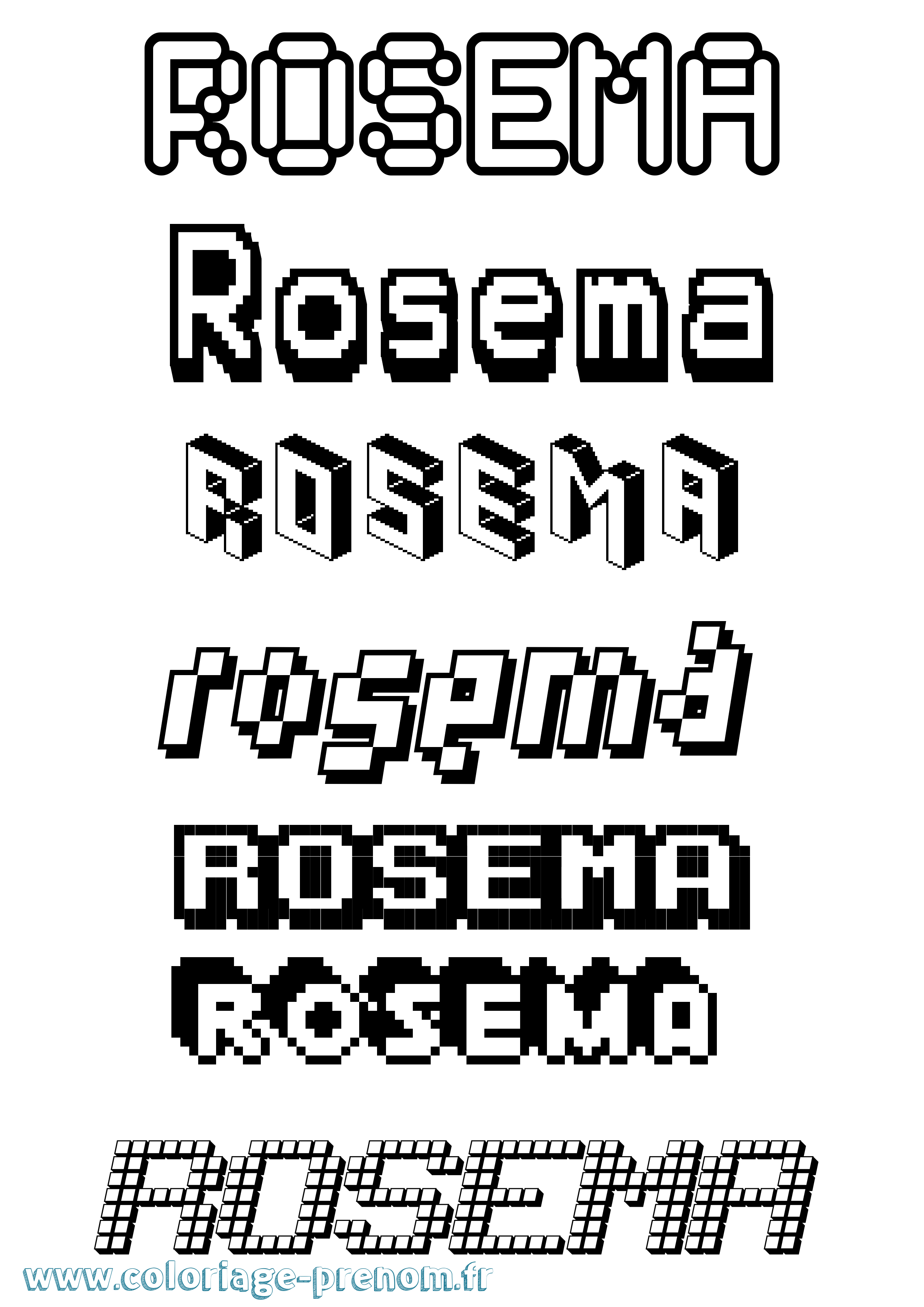 Coloriage Rosema Pixel Coloriage prénom Rosema Pixel