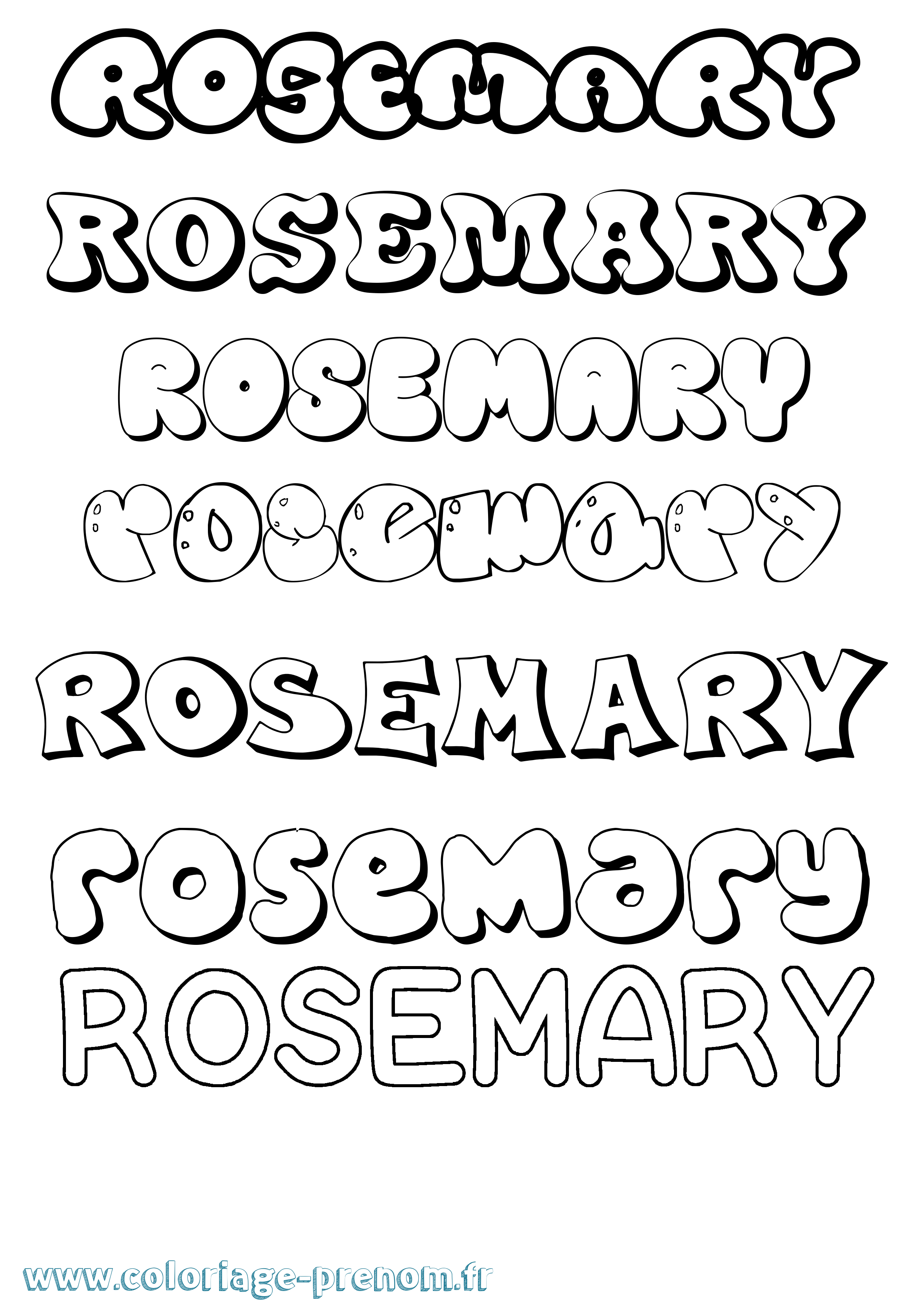 Coloriage Rosemary Bubble Coloriage prénom Rosemary Bubble