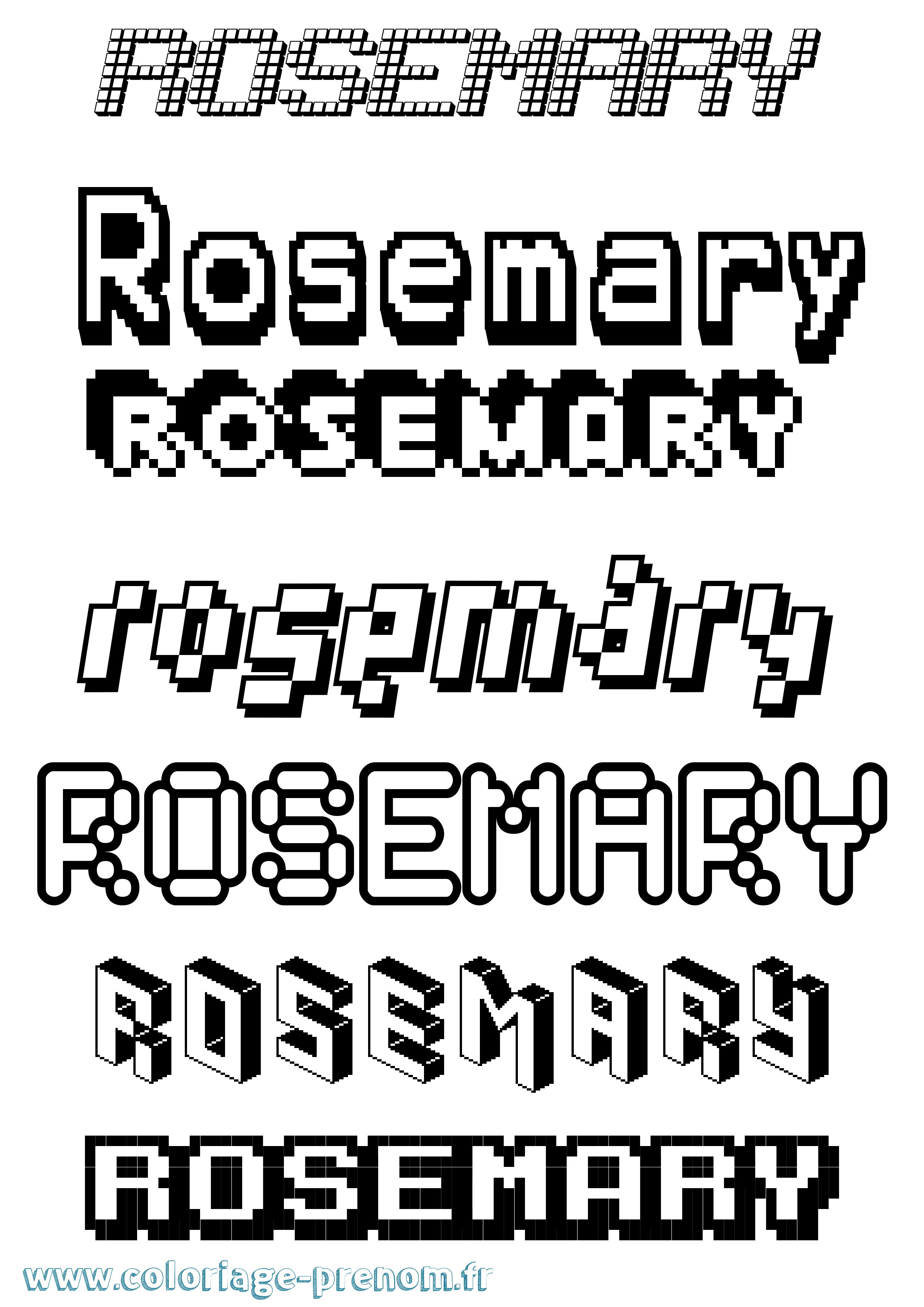 Coloriage Rosemary Pixel Coloriage prénom Rosemary Pixel