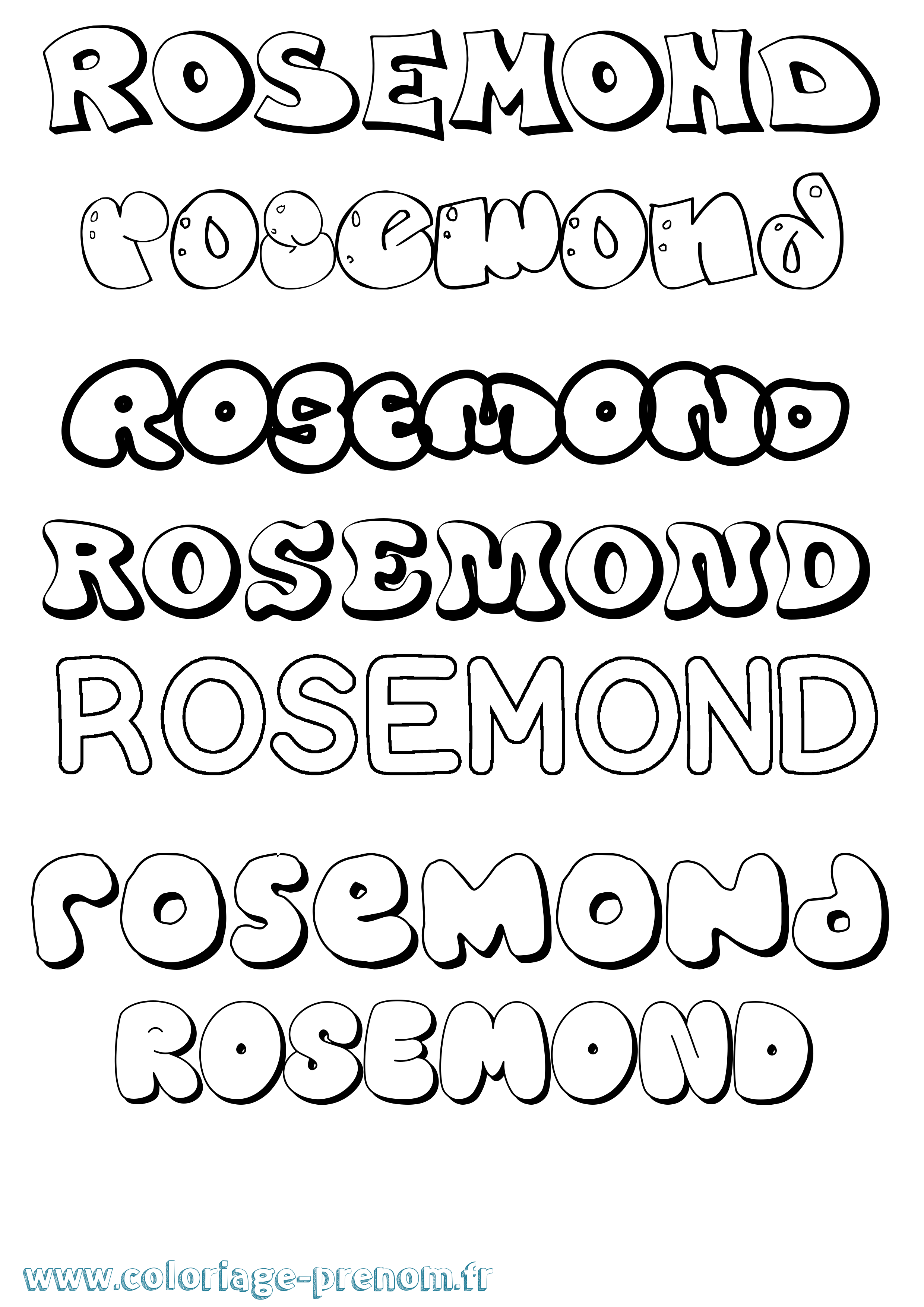 Coloriage Rosemond Bubble Coloriage prénom Rosemond Bubble