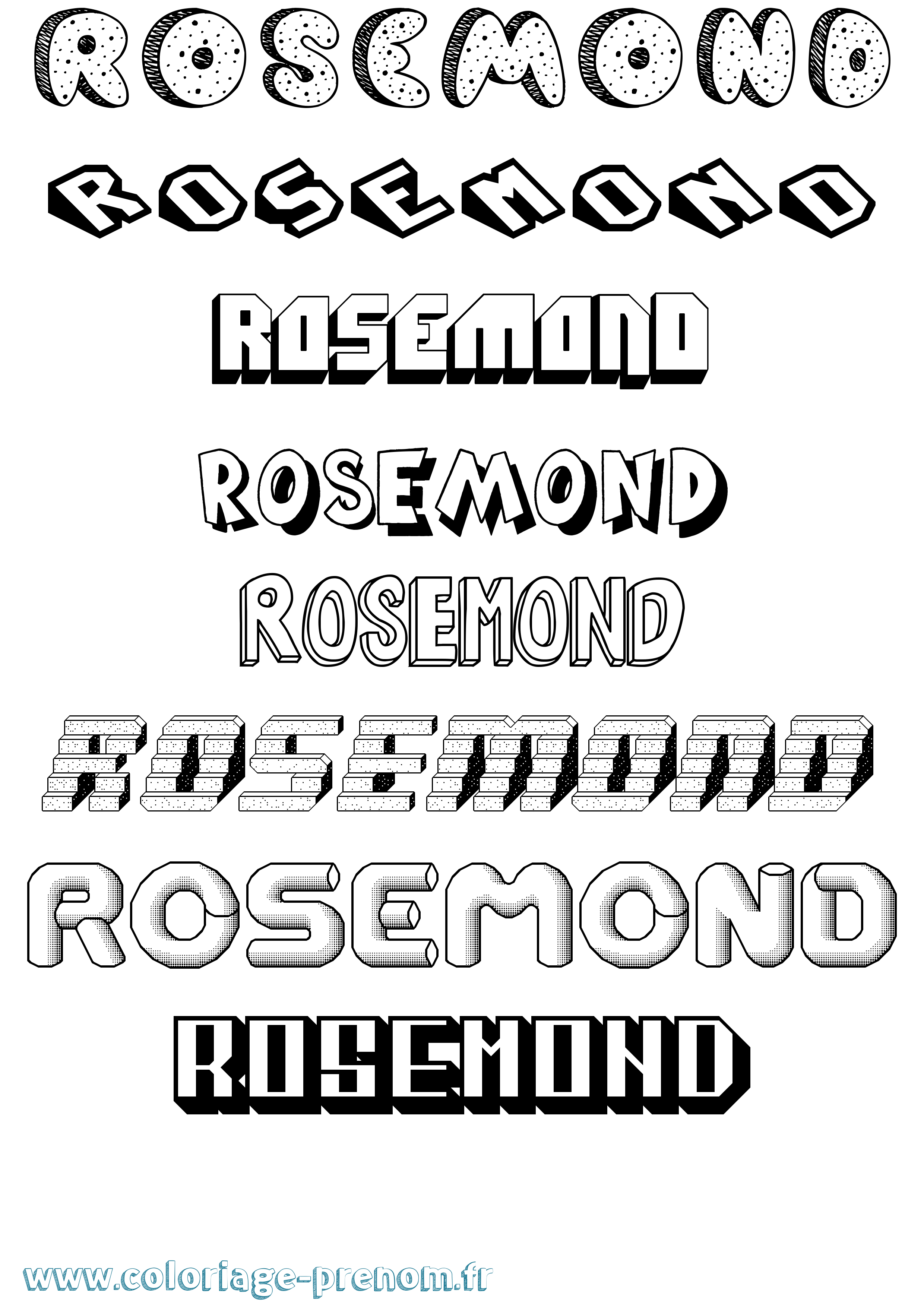 Coloriage Rosemond Effet 3D Coloriage prénom Rosemond Effet 3D