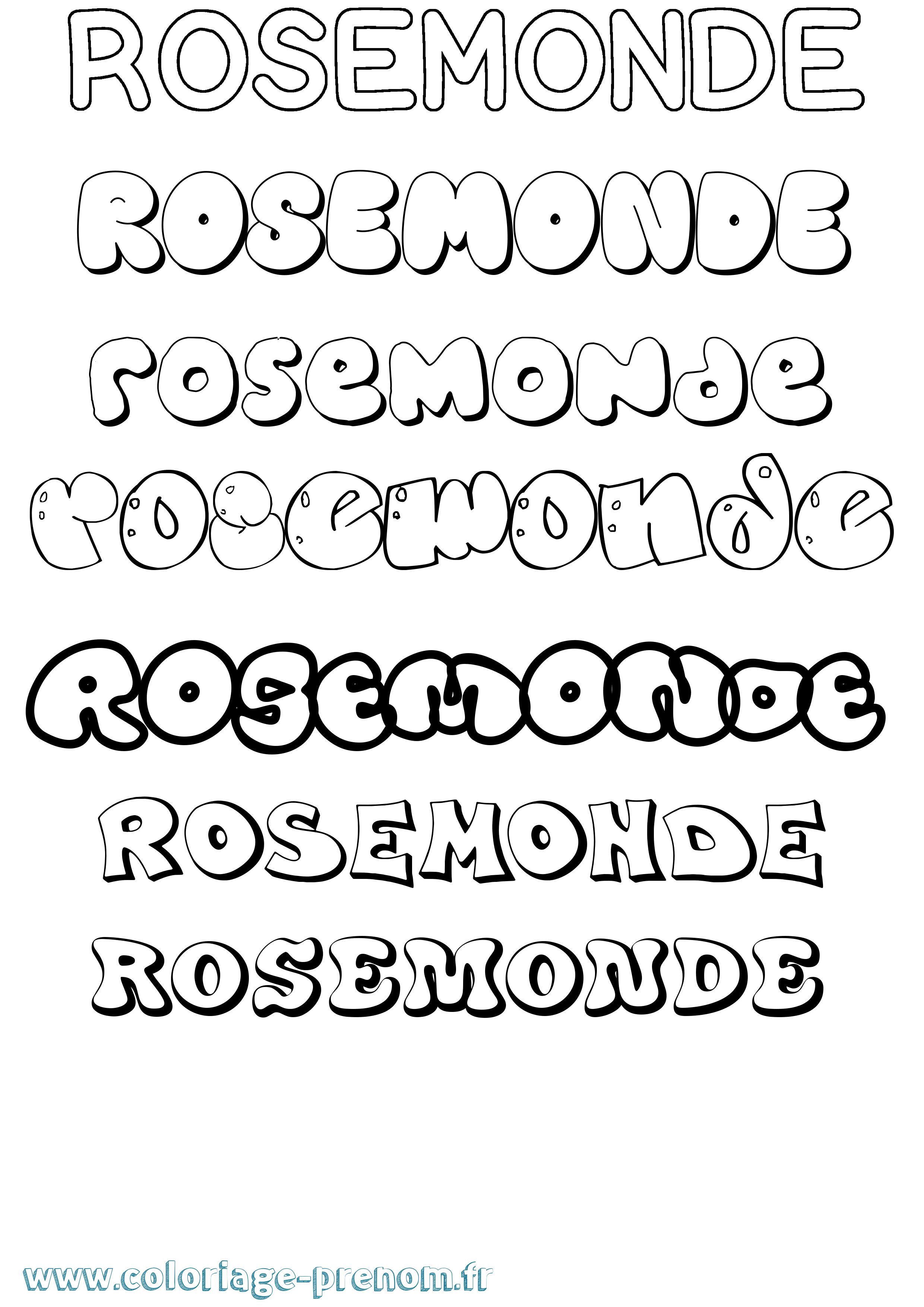 Coloriage Rosemonde Bubble Coloriage prénom Rosemonde Bubble