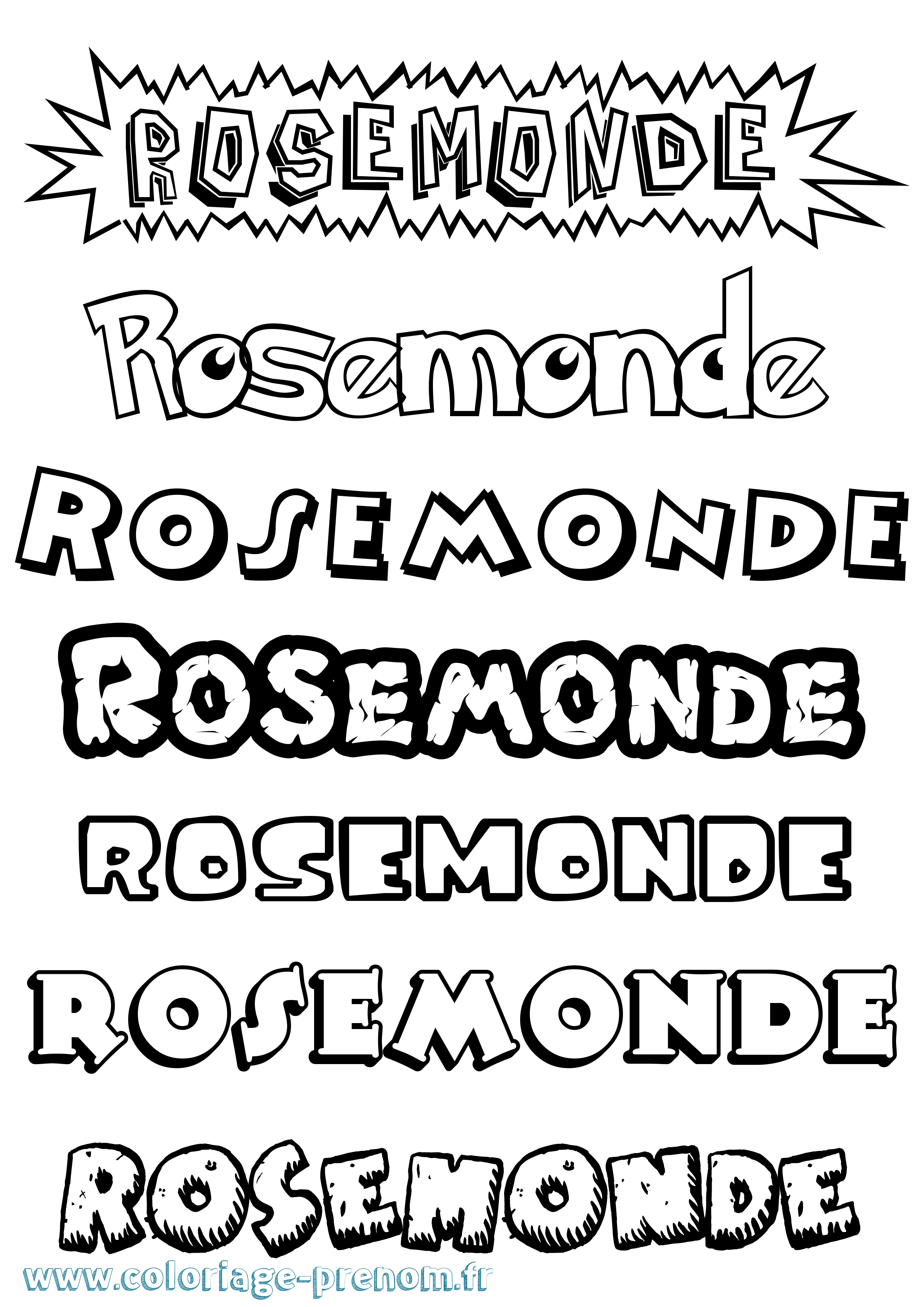 Coloriage Rosemonde Dessin Animé Coloriage prénom Rosemonde Dessin Animé