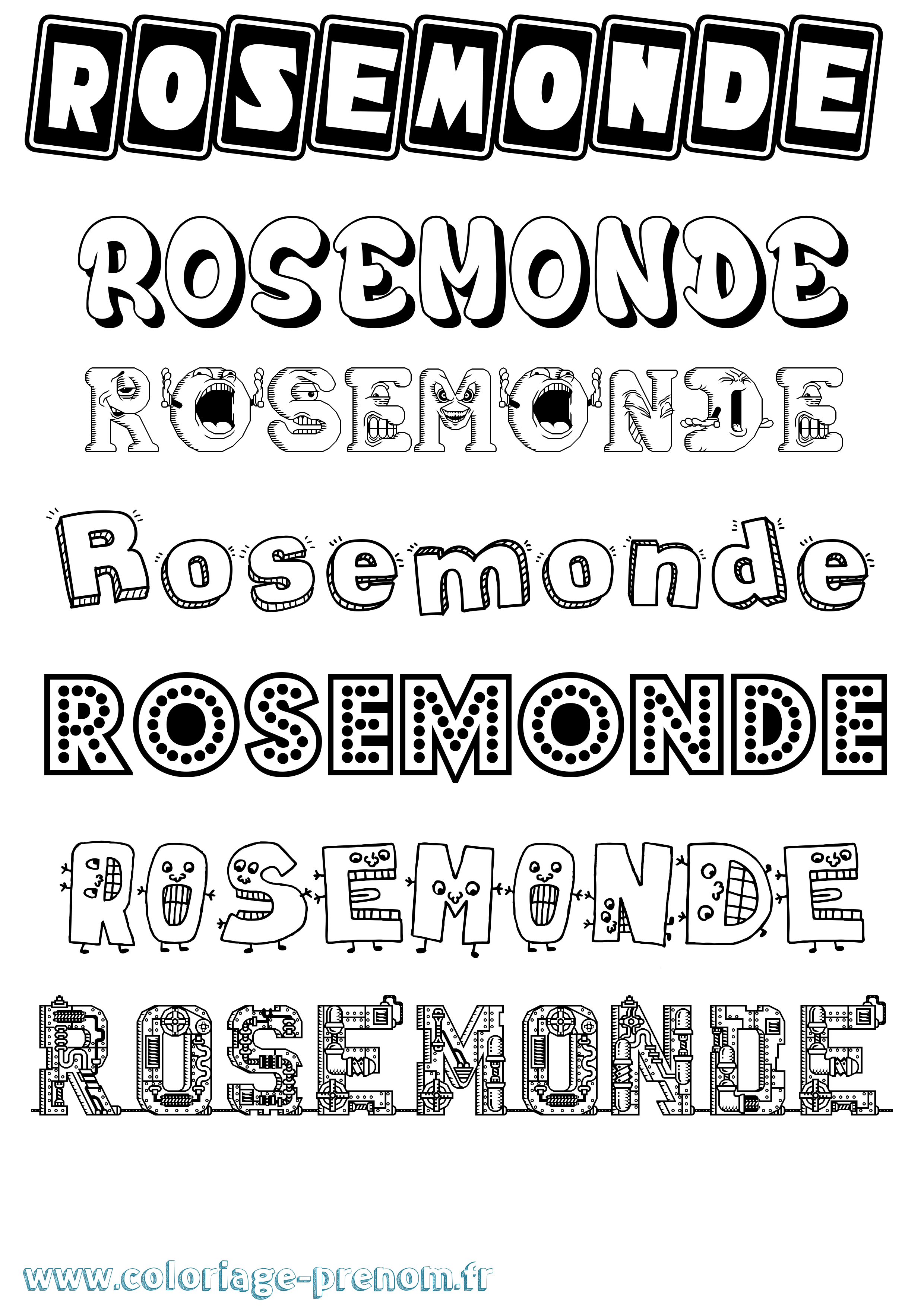 Coloriage Rosemonde Fun Coloriage prénom Rosemonde Fun