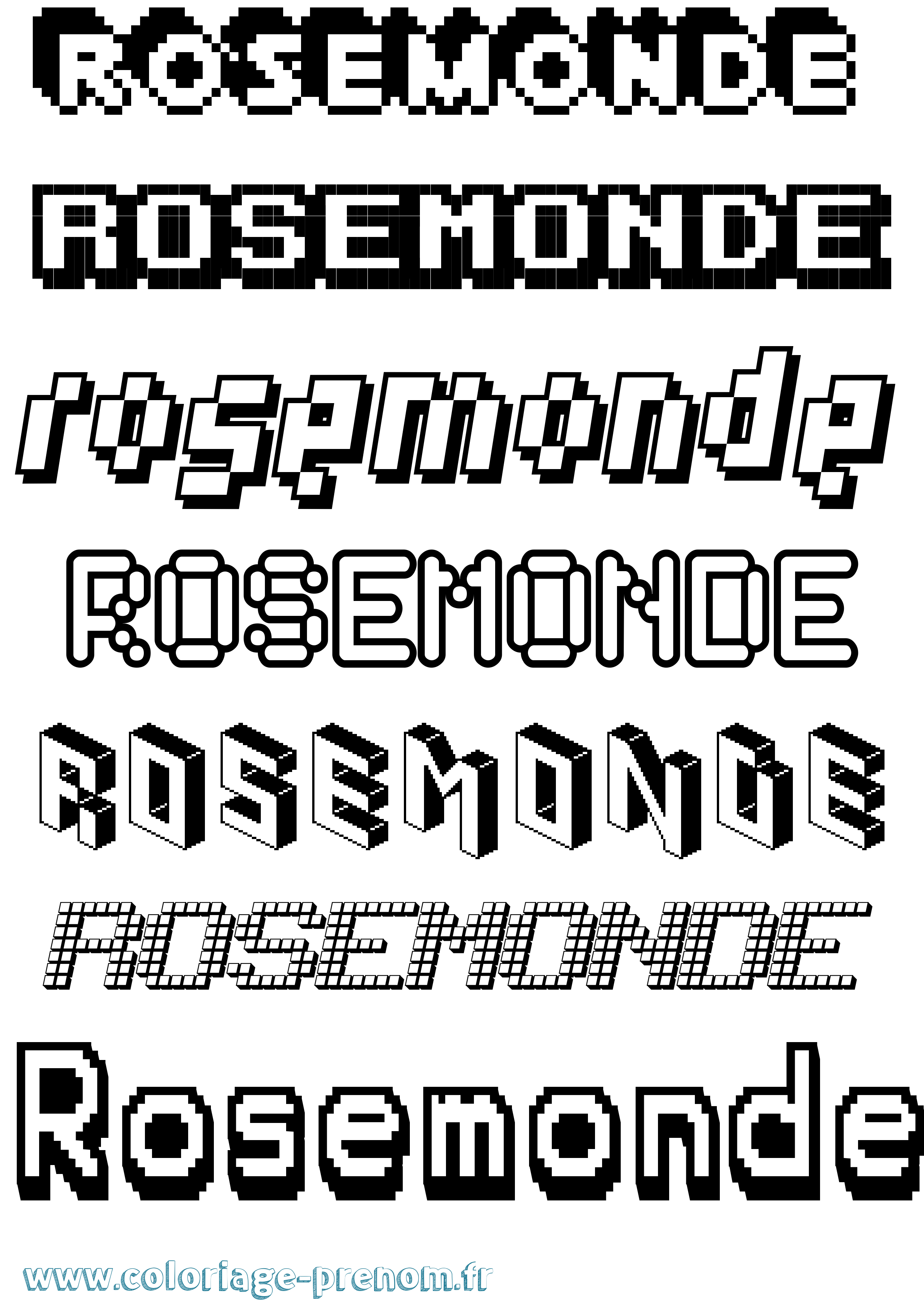 Coloriage Rosemonde Pixel Coloriage prénom Rosemonde Pixel