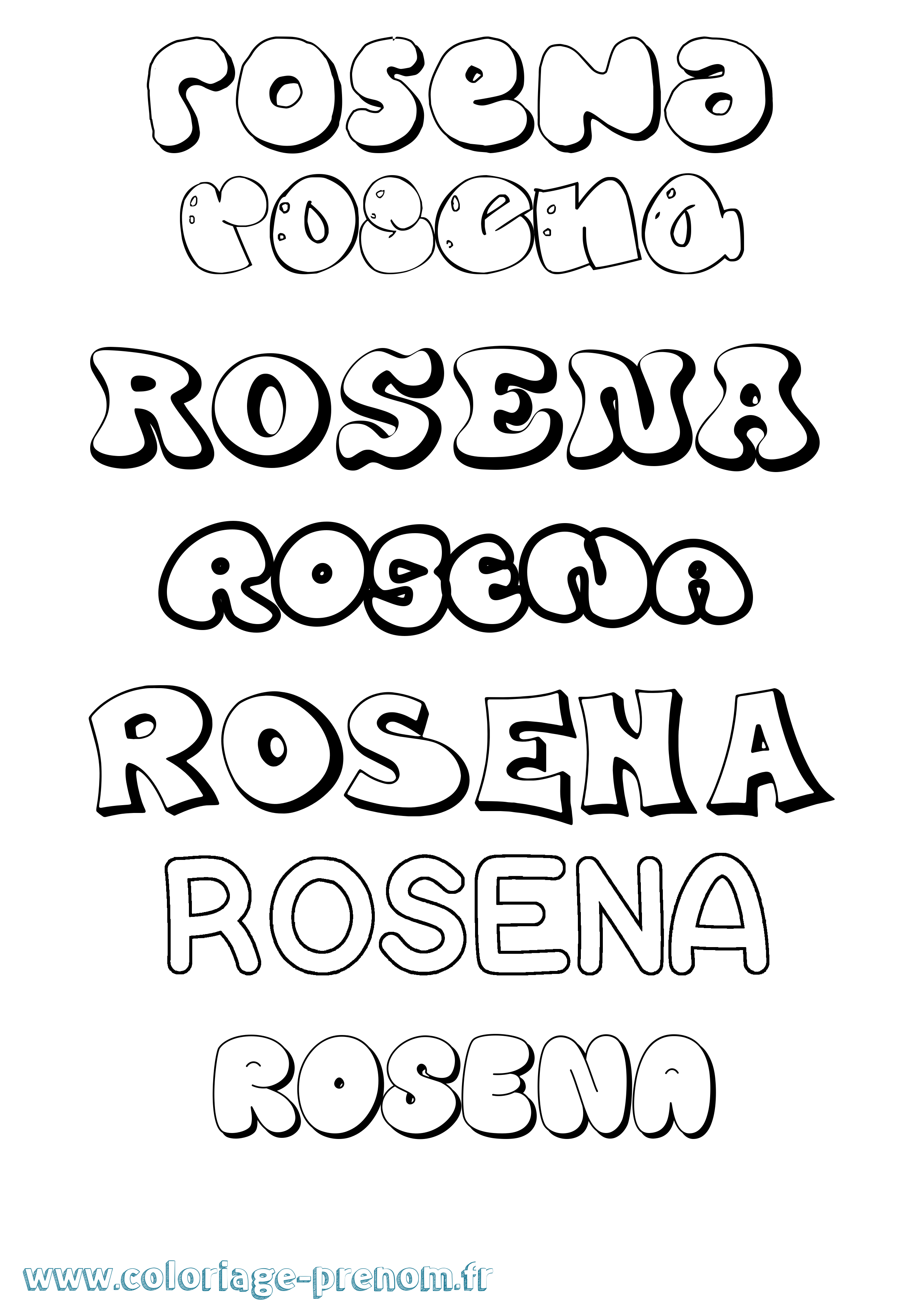 Coloriage Rosena Bubble Coloriage prénom Rosena Bubble