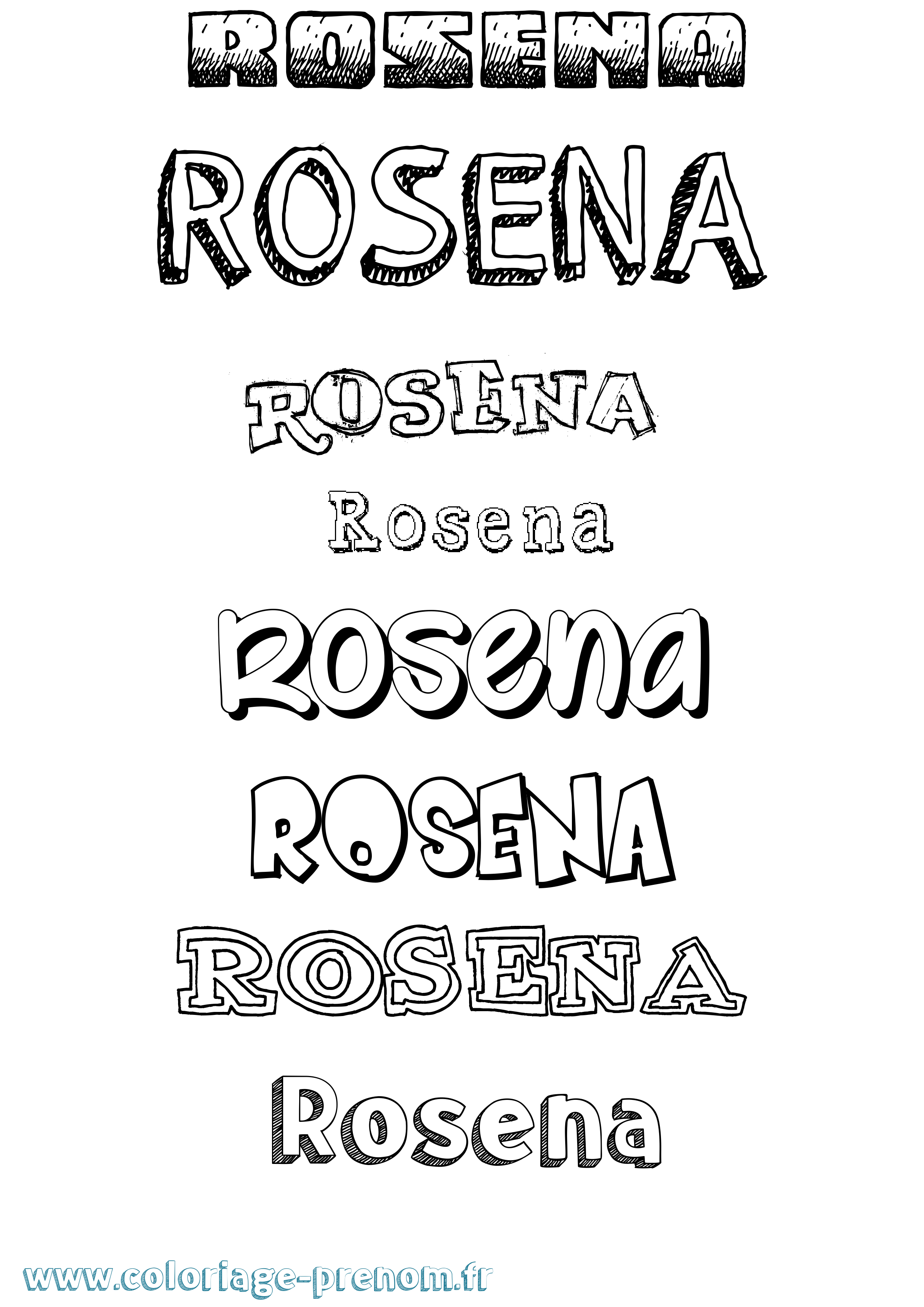 Coloriage Rosena Dessiné Coloriage prénom Rosena Dessiné