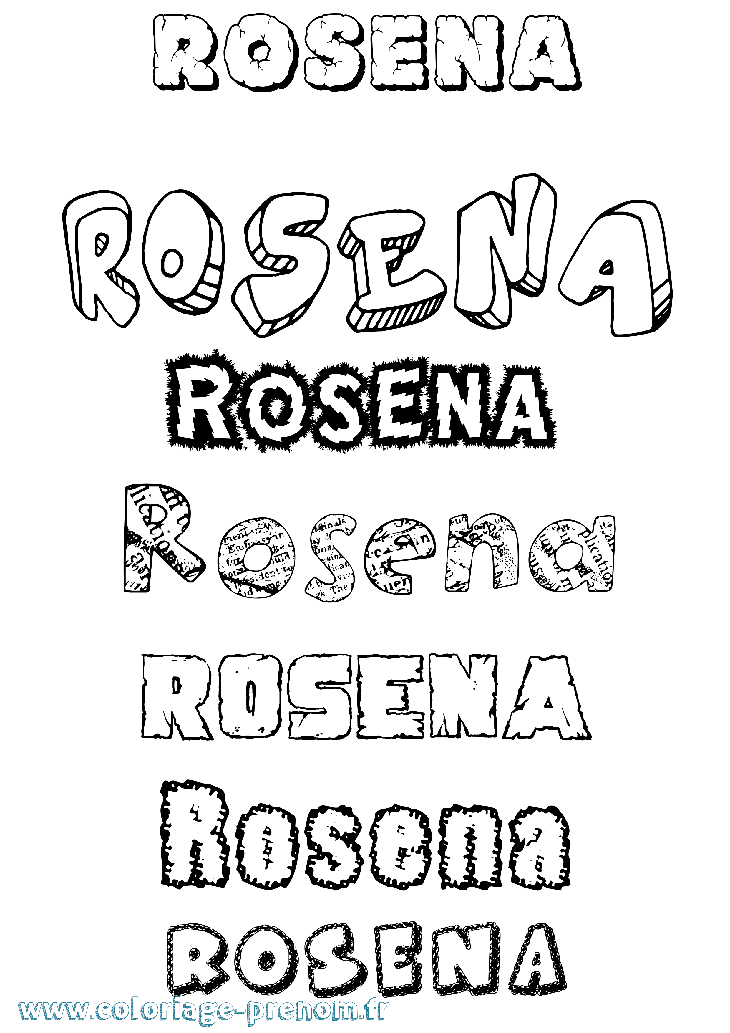 Coloriage Rosena Destructuré Coloriage prénom Rosena Destructuré