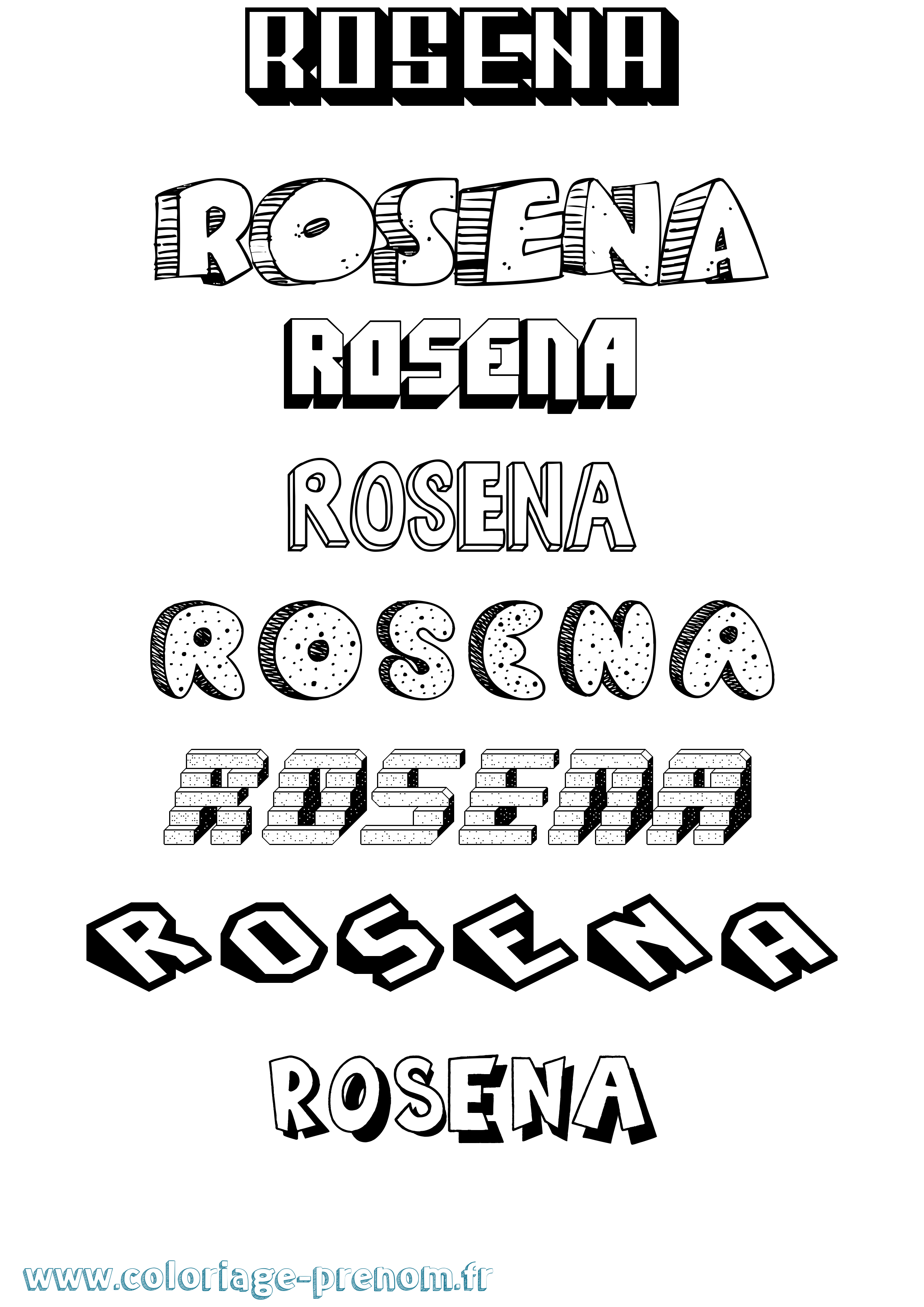 Coloriage Rosena Effet 3D Coloriage prénom Rosena Effet 3D