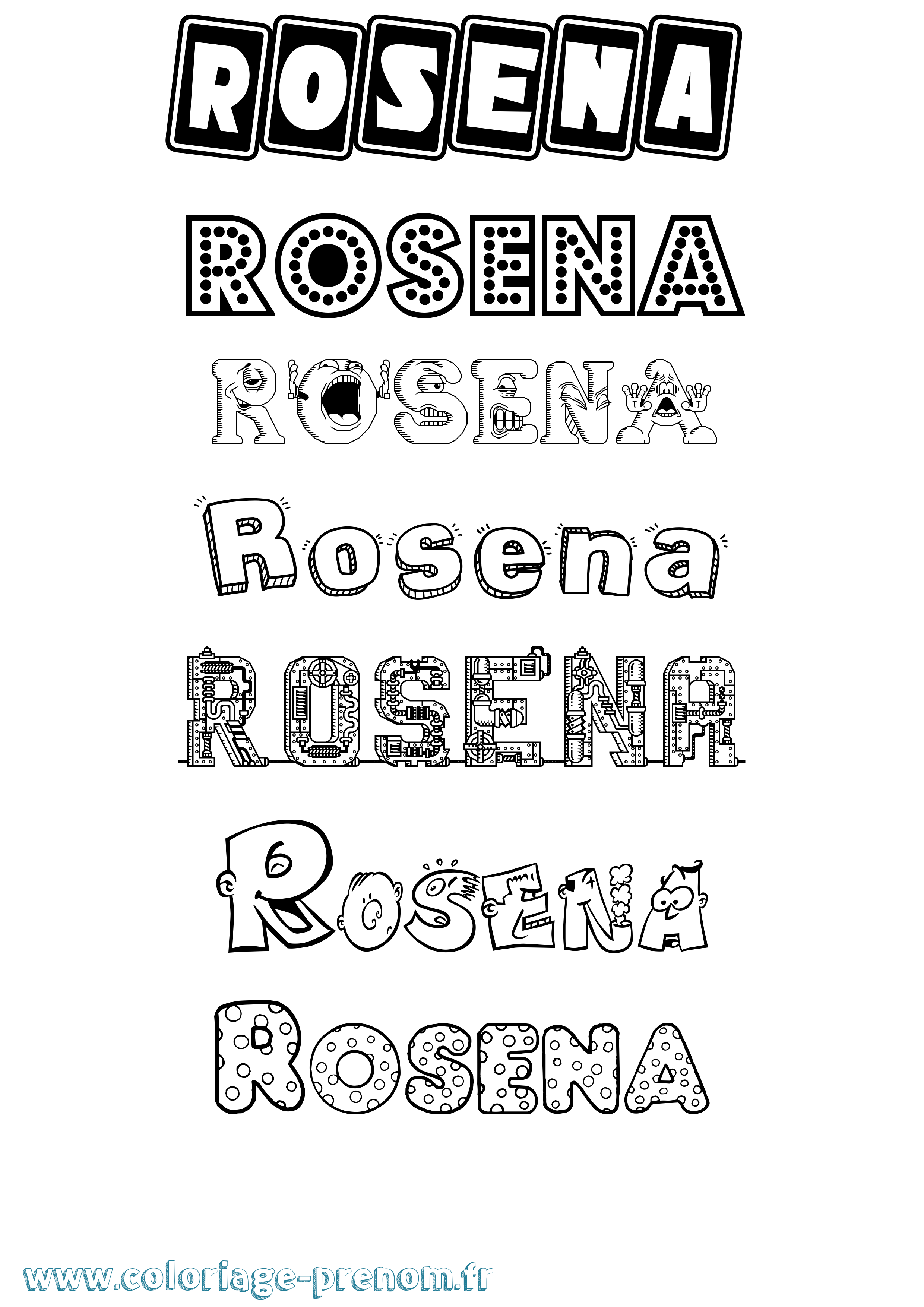 Coloriage Rosena Fun Coloriage prénom Rosena Fun