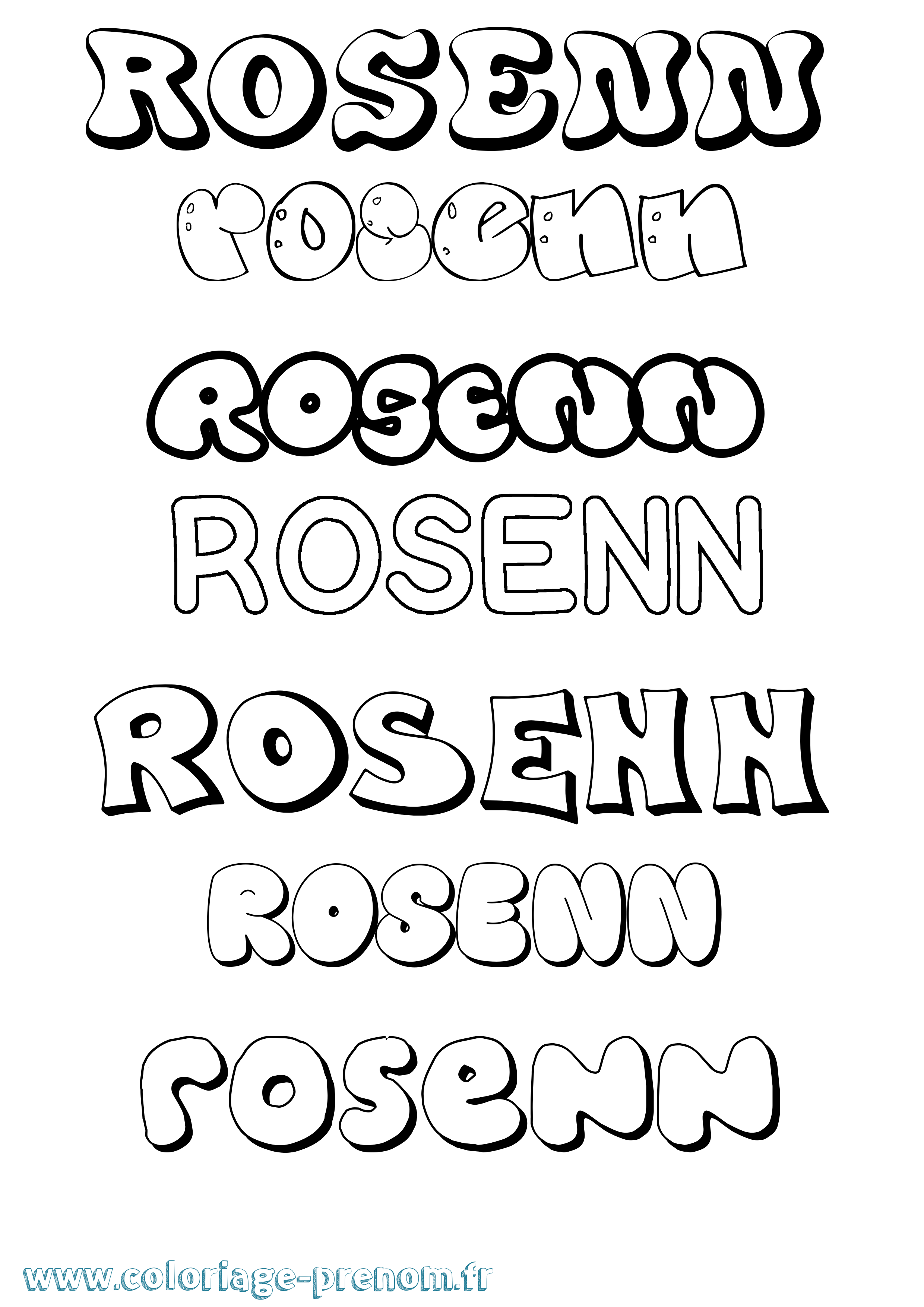 Coloriage Rosenn Bubble Coloriage prénom Rosenn Bubble