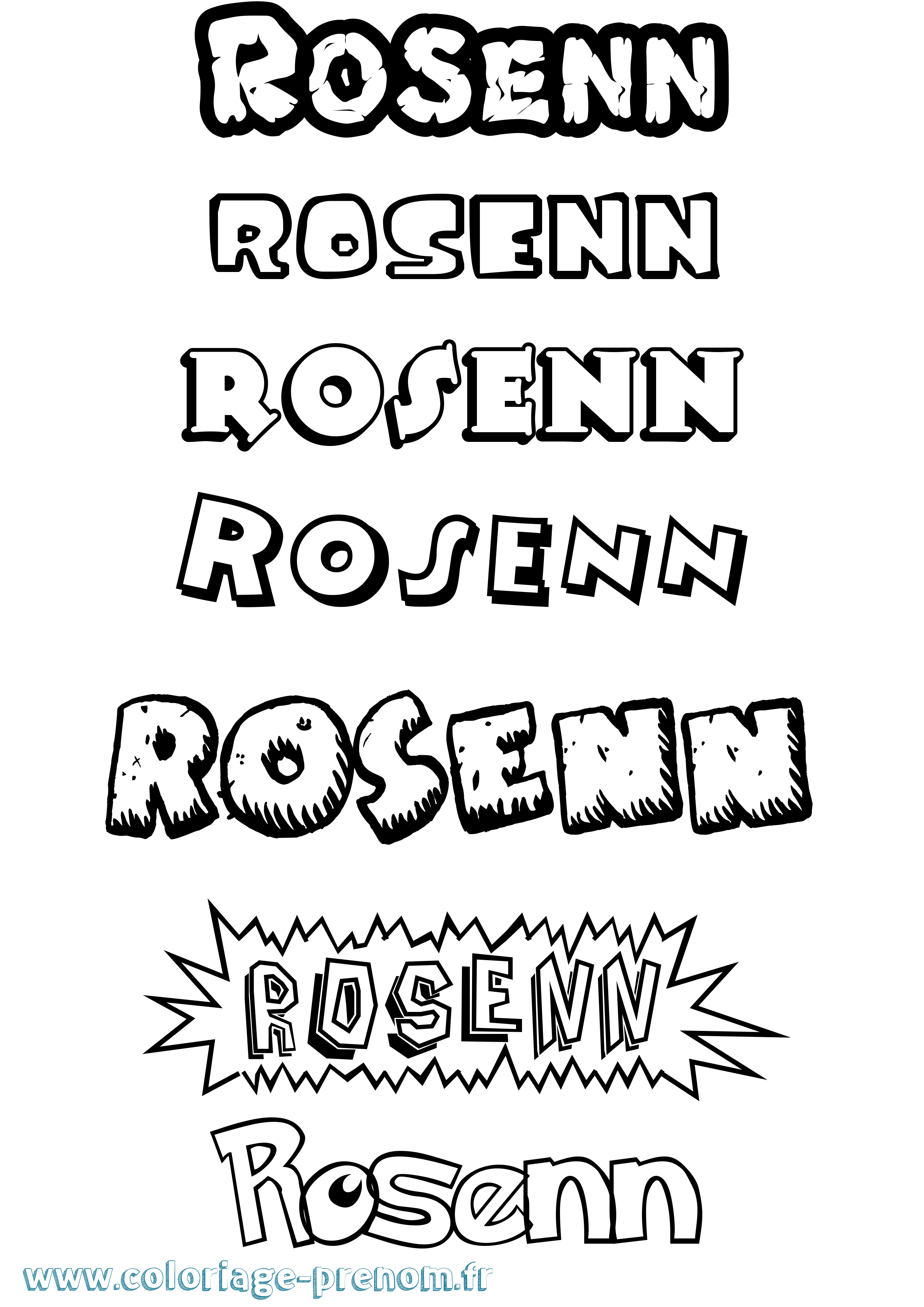 Coloriage Rosenn Dessin Animé Coloriage prénom Rosenn Dessin Animé
