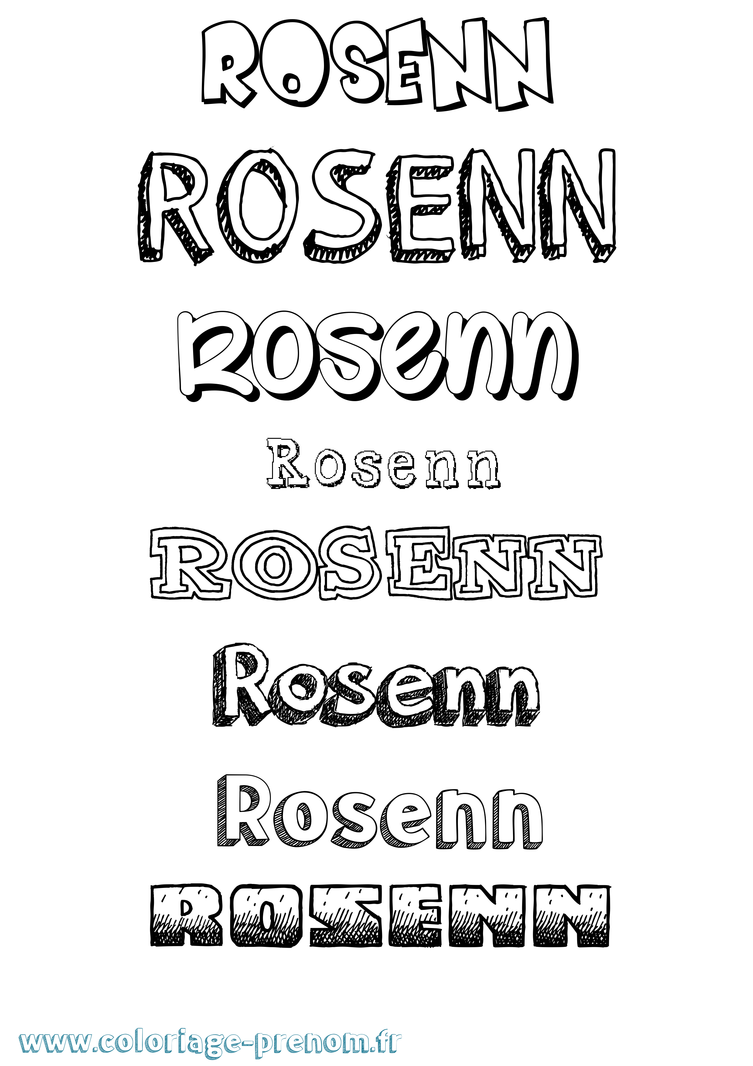Coloriage Rosenn Dessiné Coloriage prénom Rosenn Dessiné