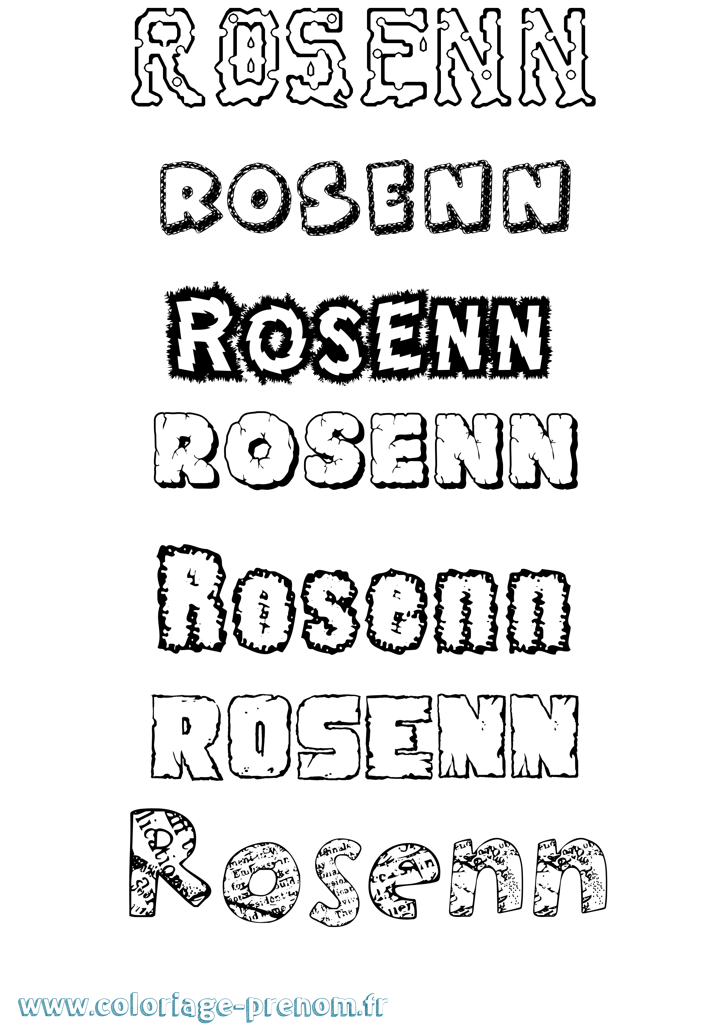 Coloriage Rosenn Destructuré Coloriage prénom Rosenn Destructuré