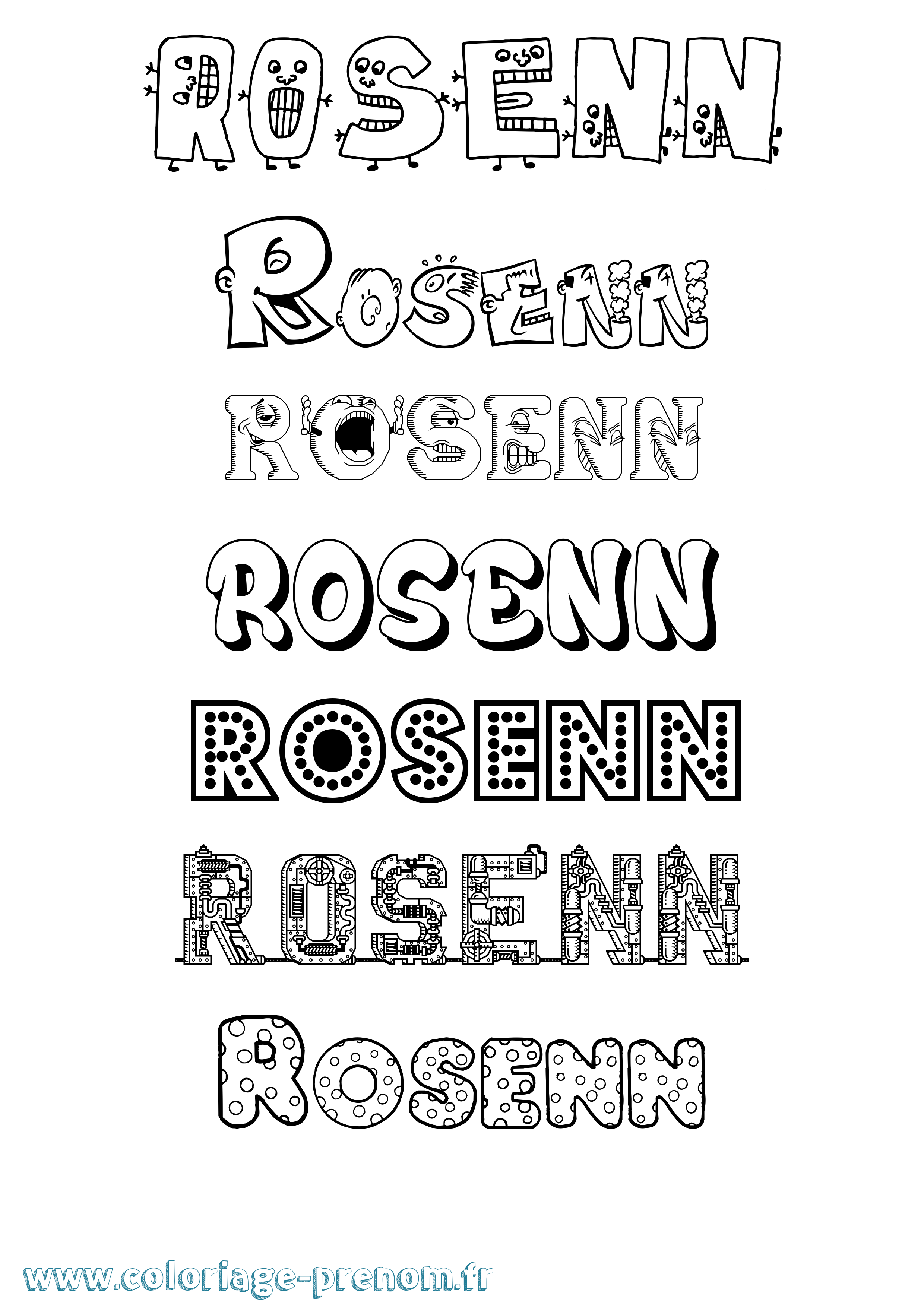 Coloriage Rosenn Fun Coloriage prénom Rosenn Fun