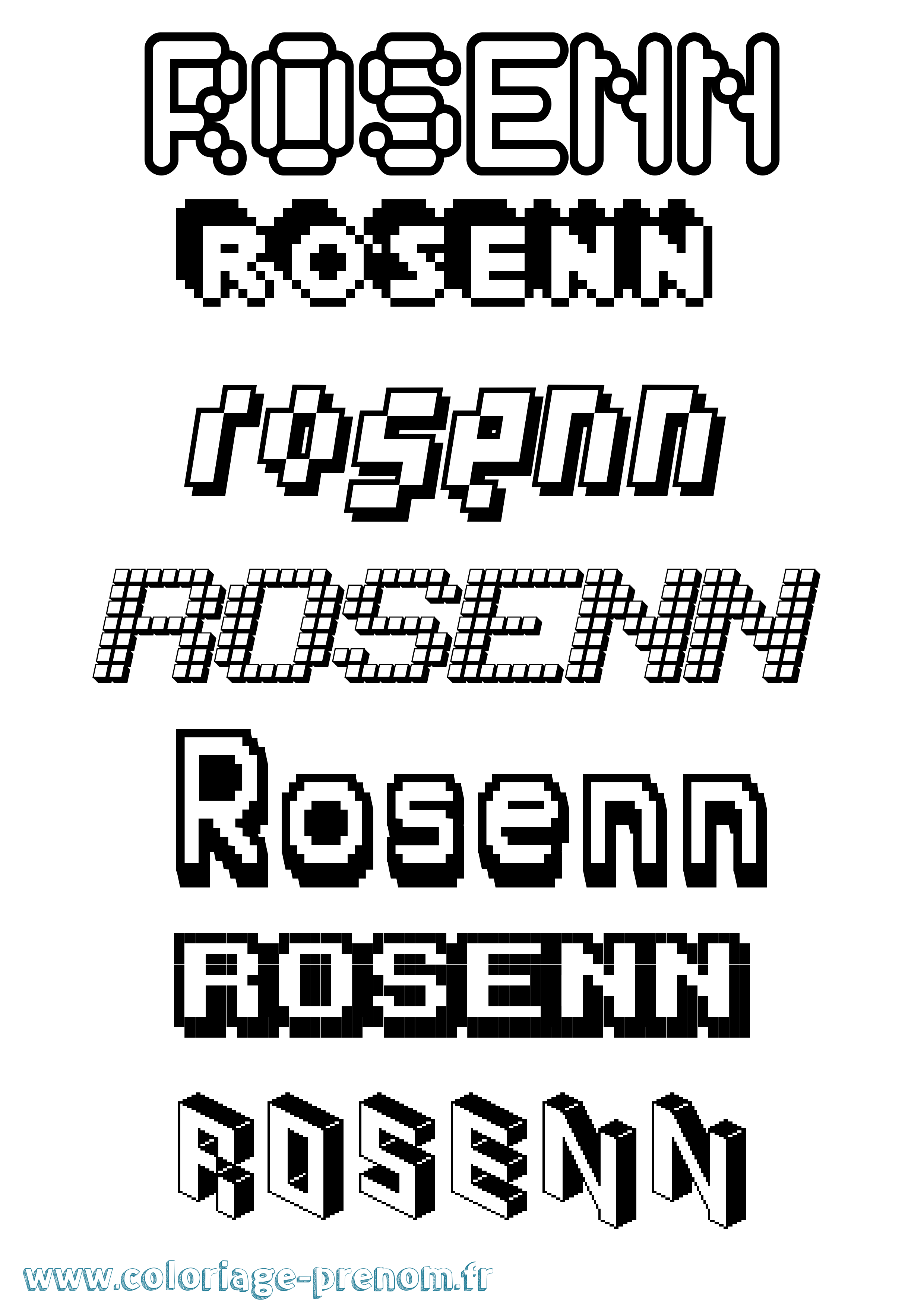 Coloriage Rosenn Pixel Coloriage prénom Rosenn Pixel
