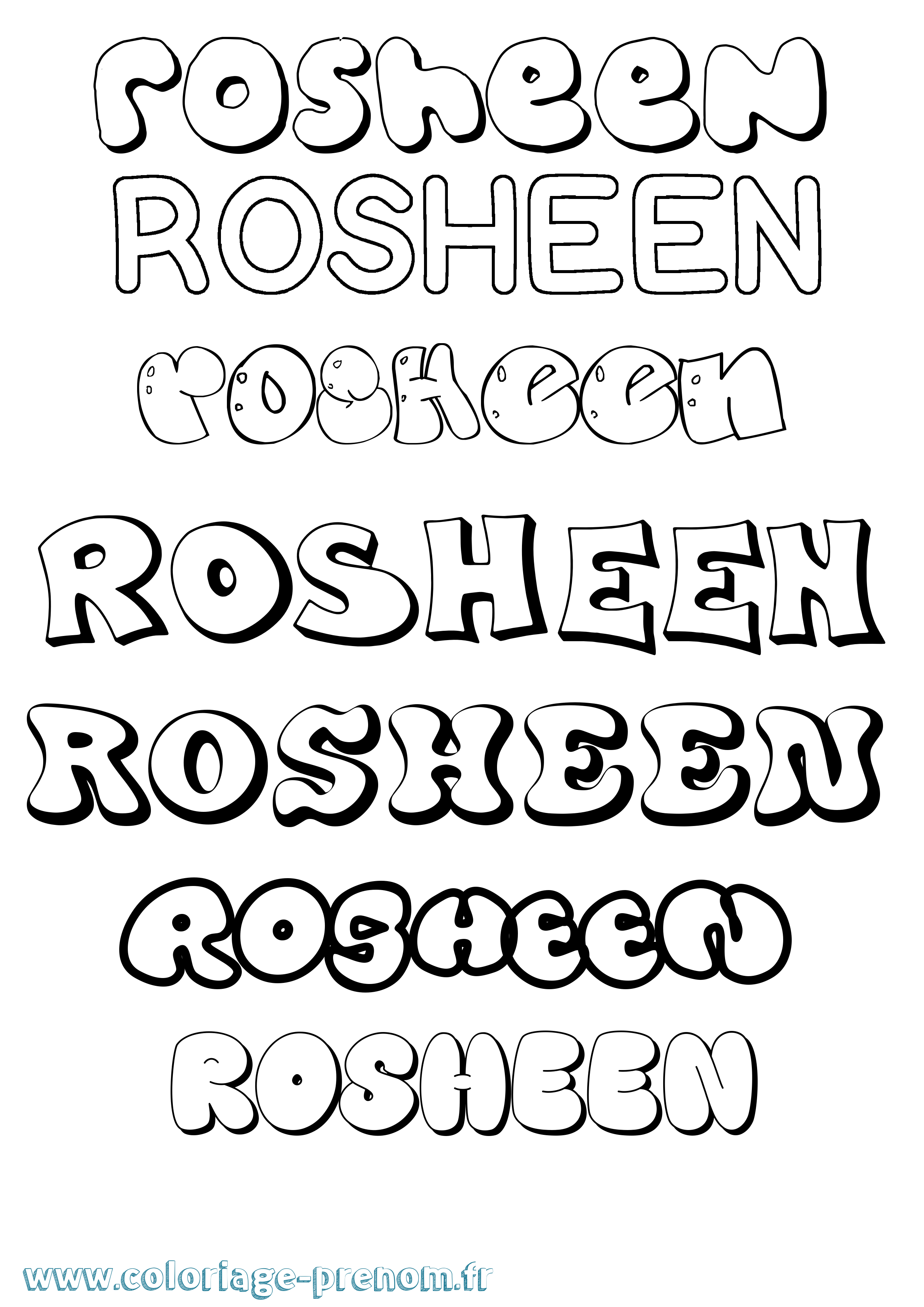 Coloriage Rosheen Bubble Coloriage prénom Rosheen Bubble