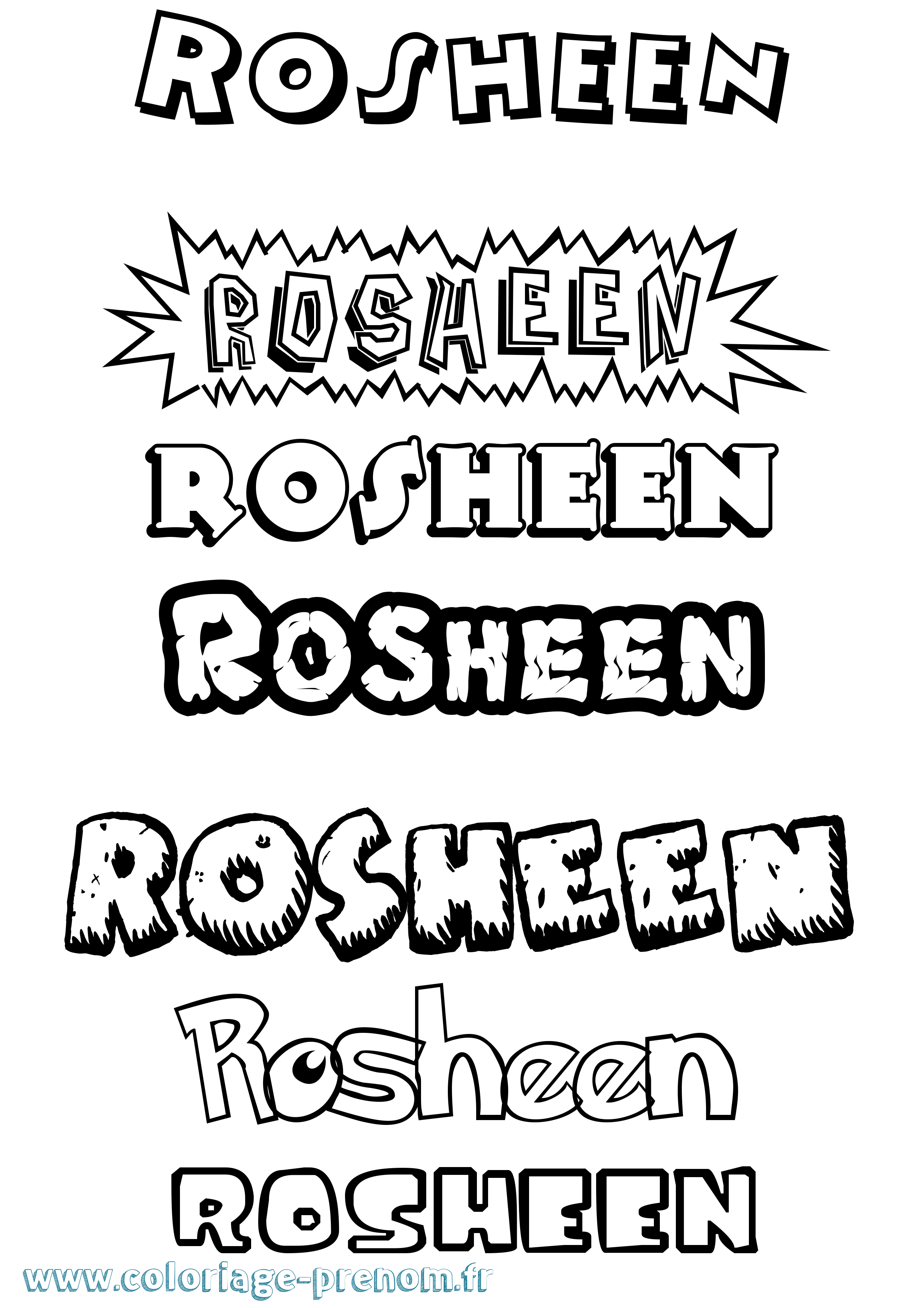 Coloriage Rosheen Dessin Animé Coloriage prénom Rosheen Dessin Animé