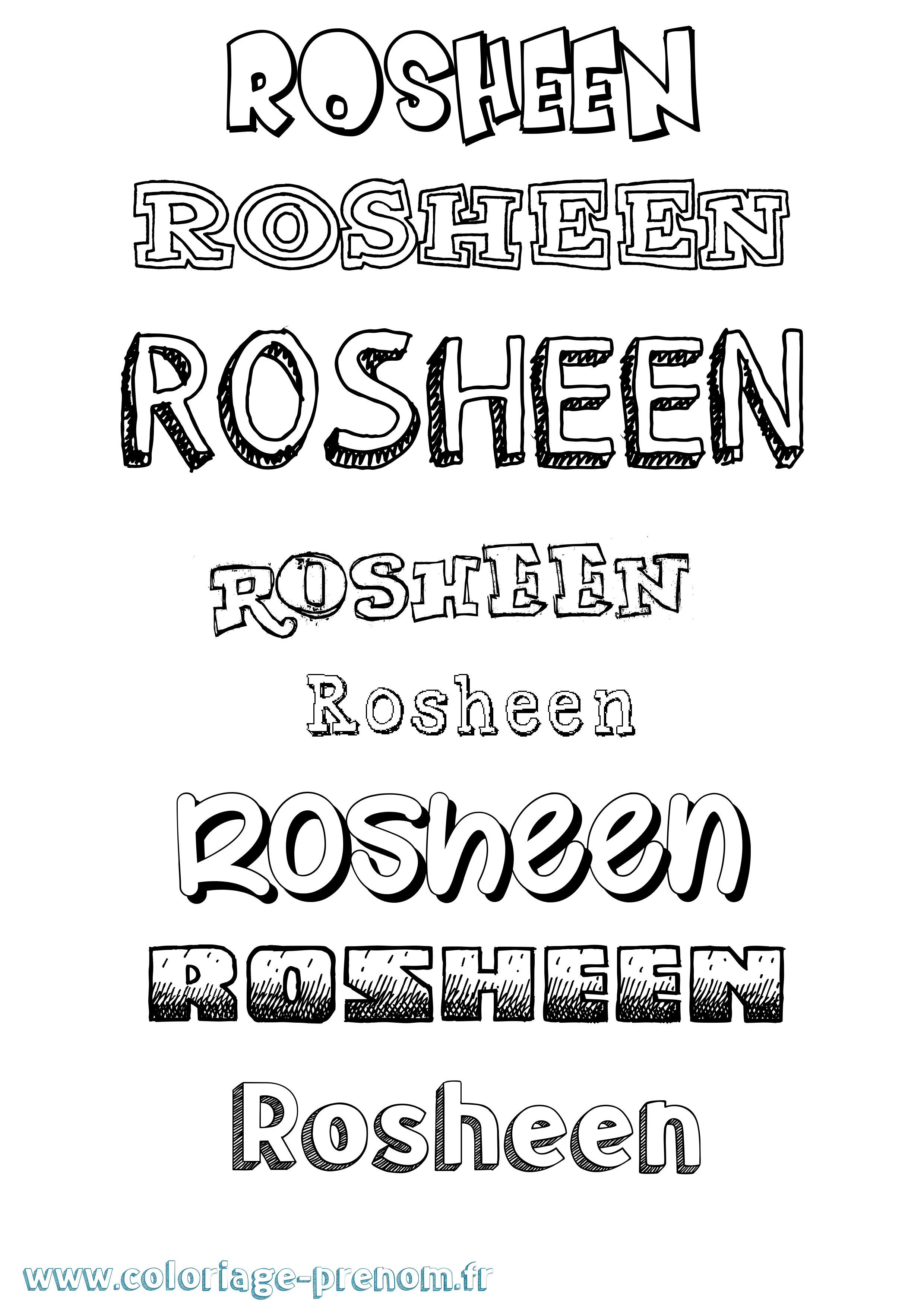 Coloriage Rosheen Dessiné Coloriage prénom Rosheen Dessiné