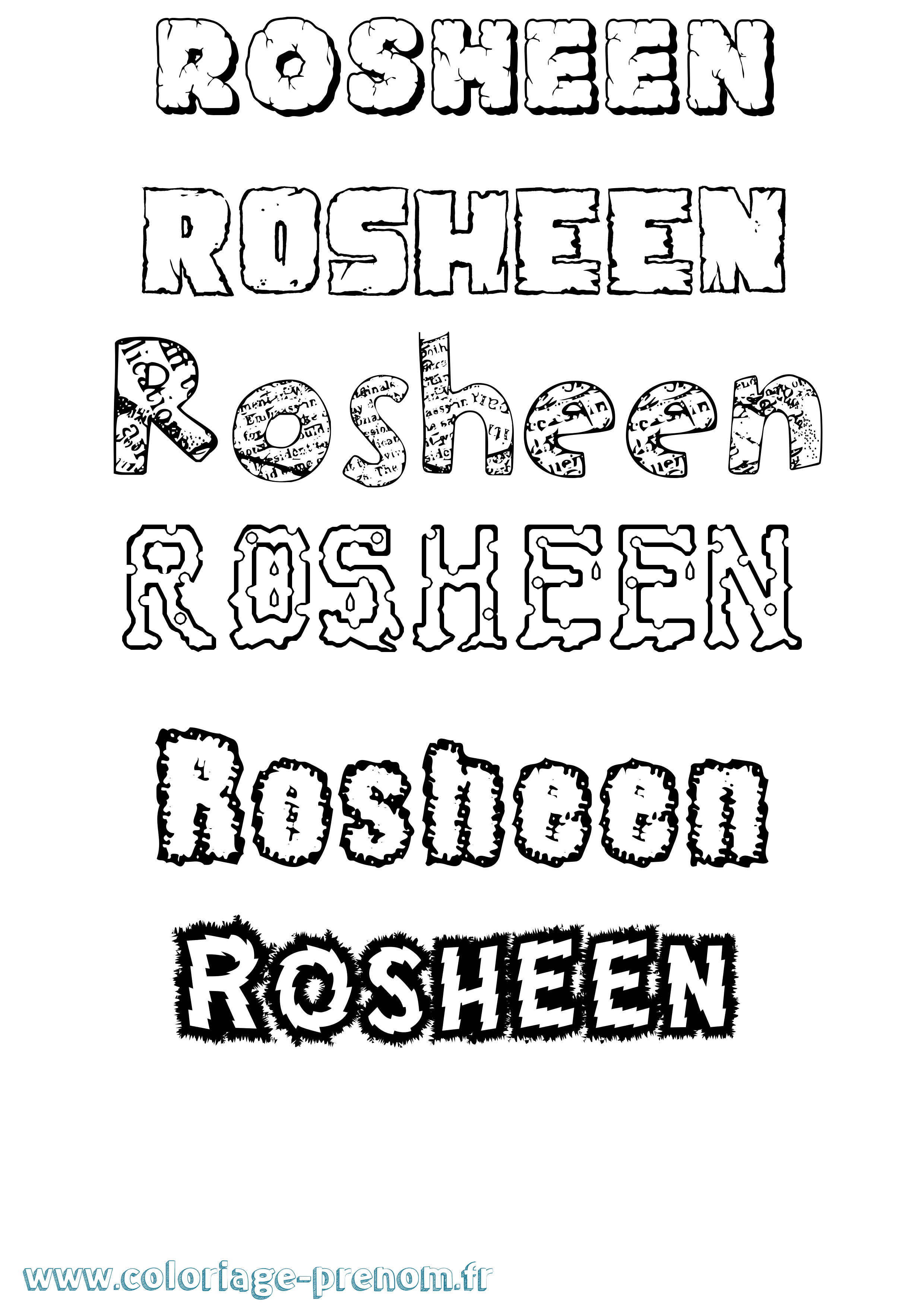 Coloriage Rosheen Destructuré Coloriage prénom Rosheen Destructuré
