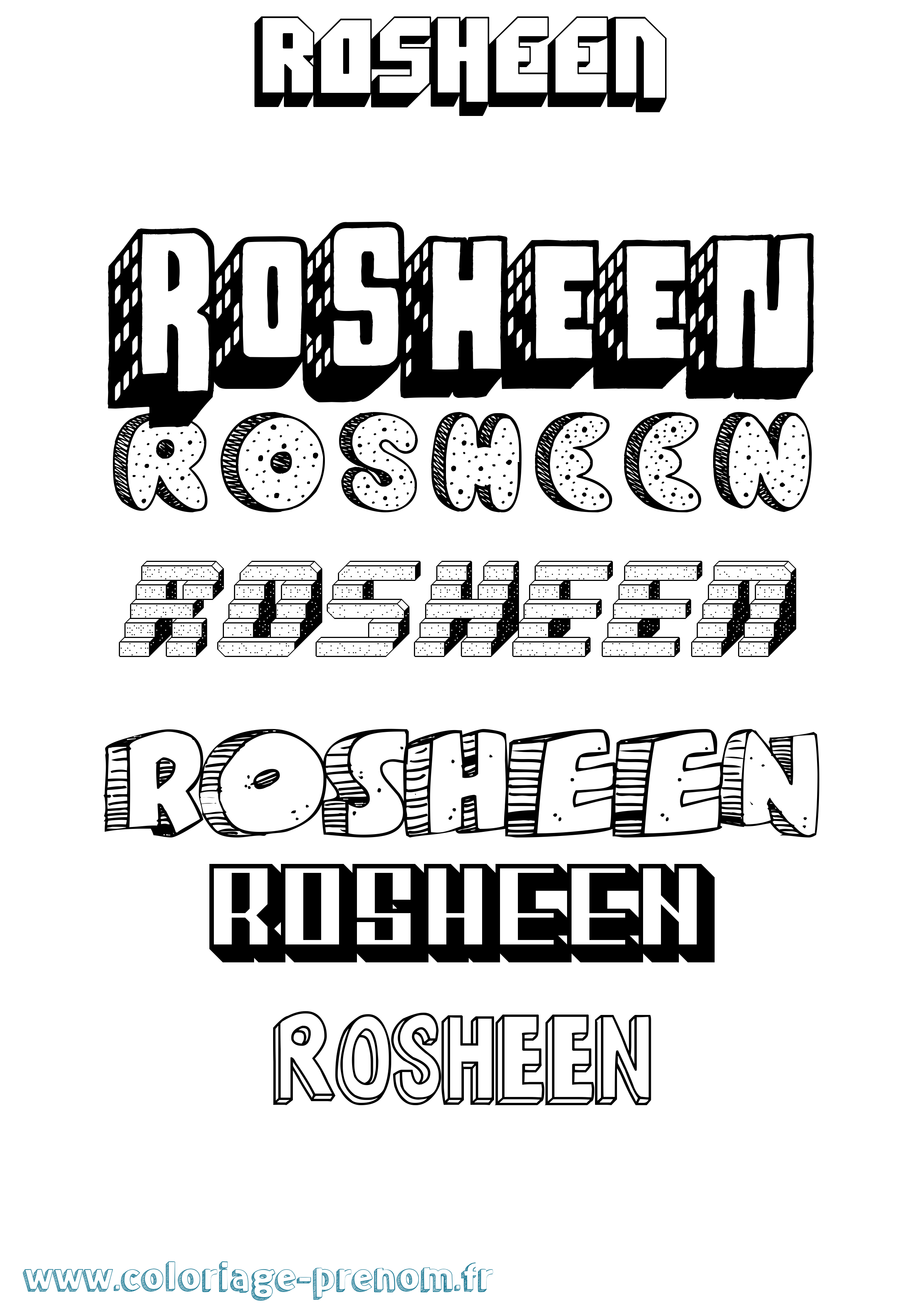 Coloriage Rosheen Effet 3D Coloriage prénom Rosheen Effet 3D