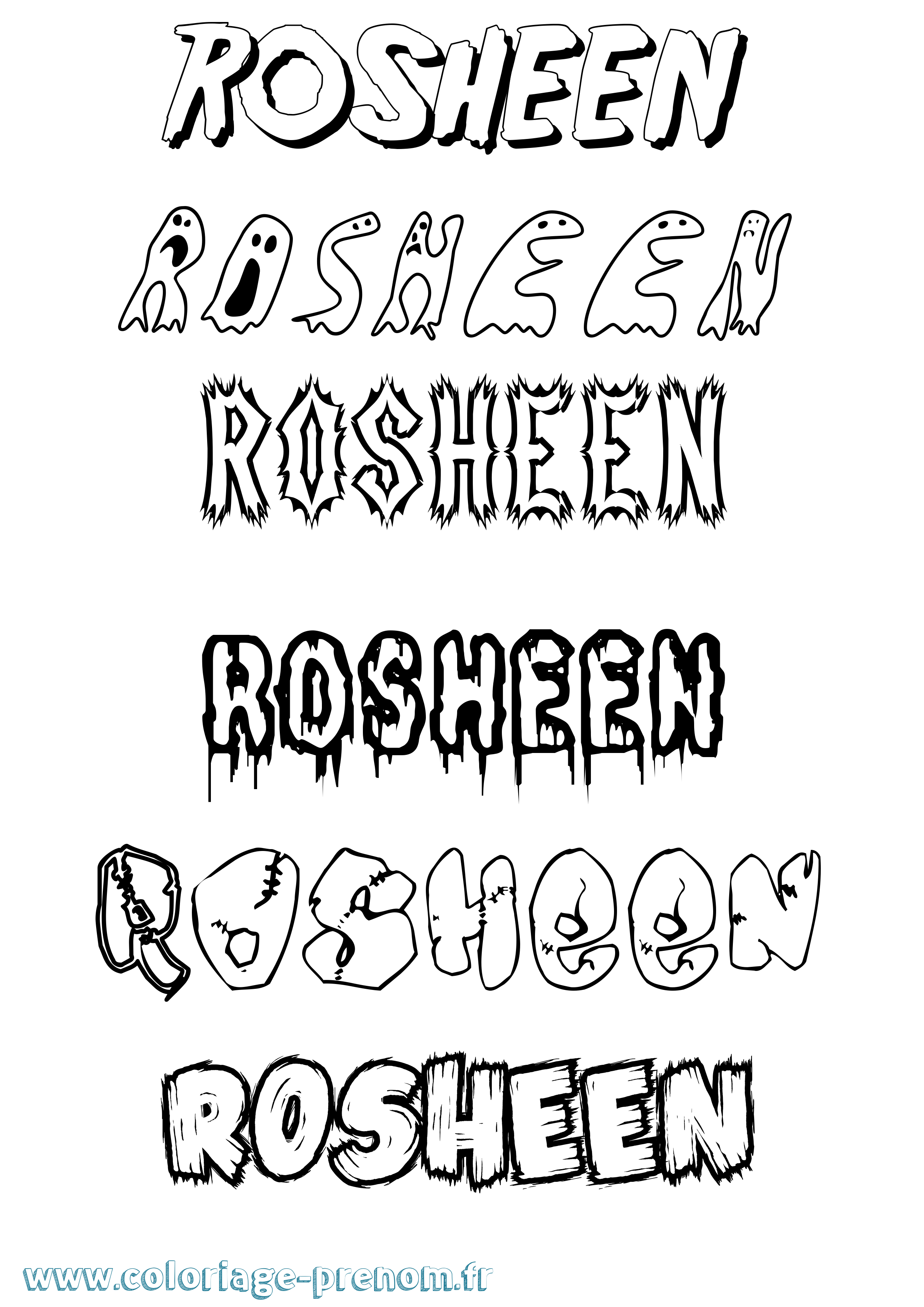 Coloriage Rosheen Frisson Coloriage prénom Rosheen Frisson