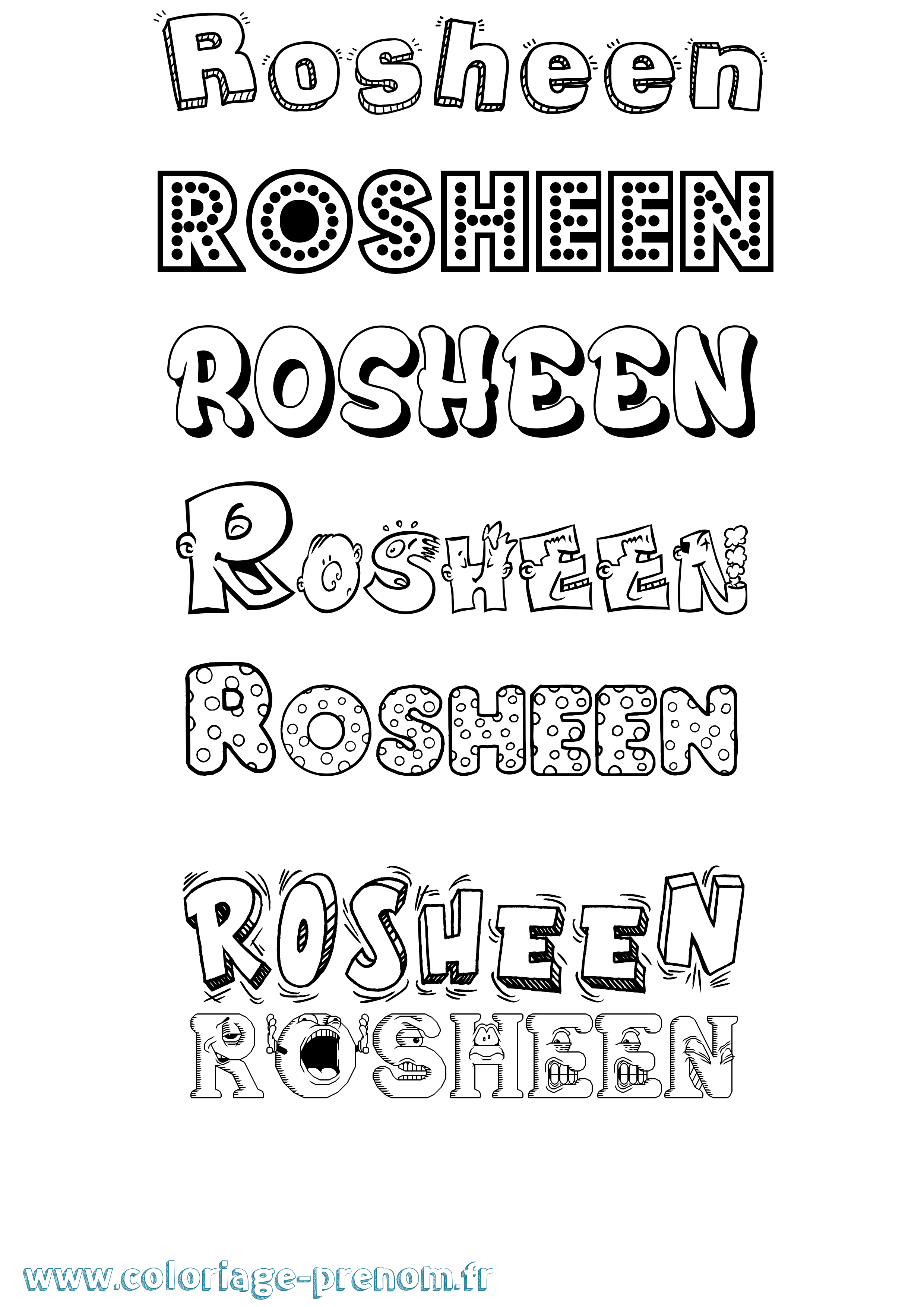 Coloriage Rosheen Fun Coloriage prénom Rosheen Fun
