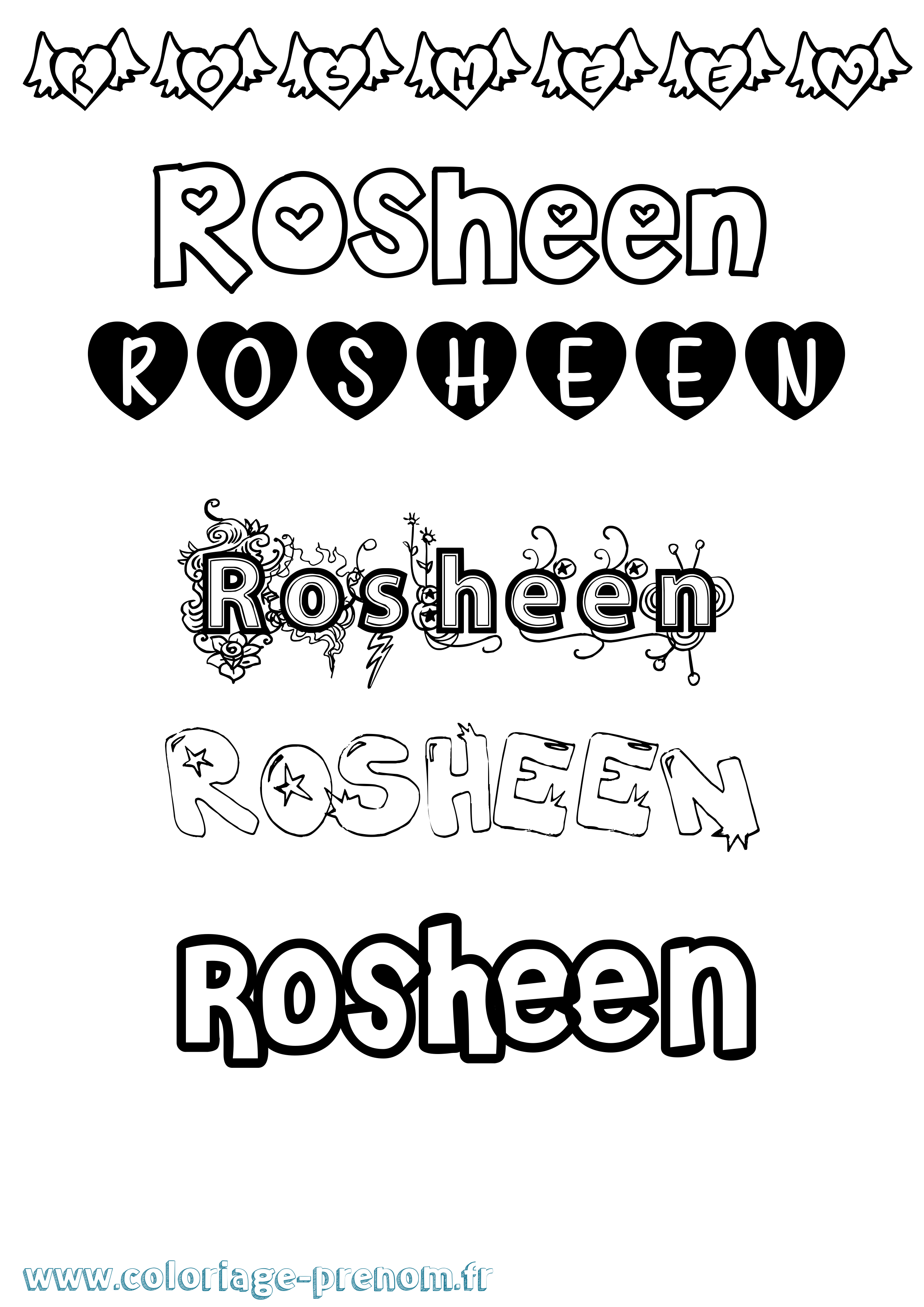 Coloriage Rosheen Girly Coloriage prénom Rosheen Girly
