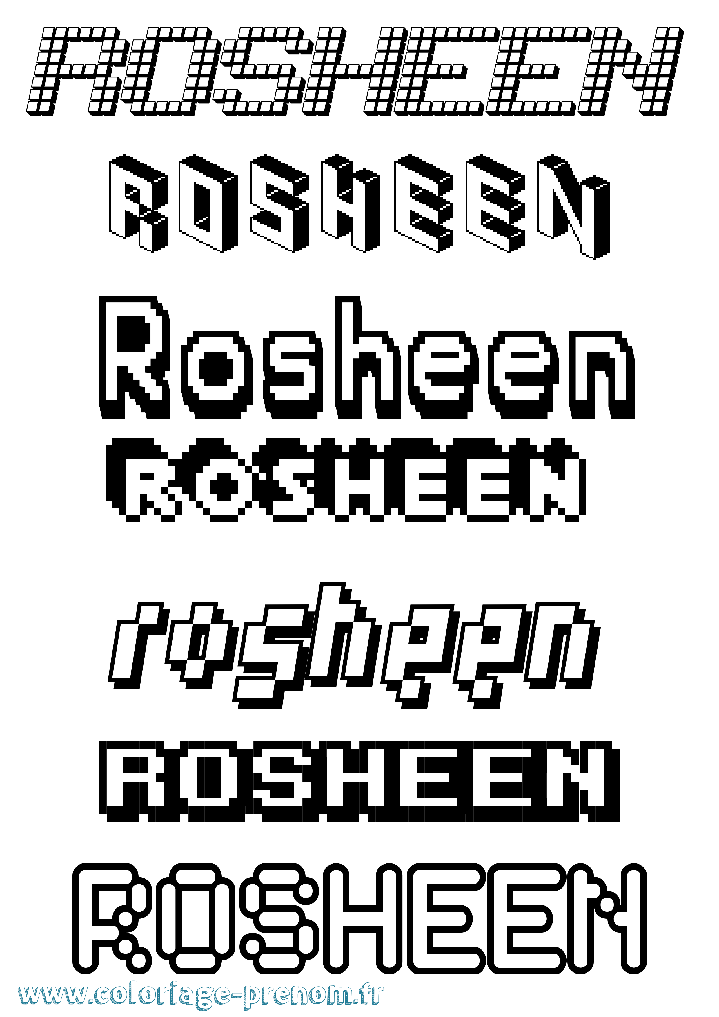Coloriage Rosheen Pixel Coloriage prénom Rosheen Pixel