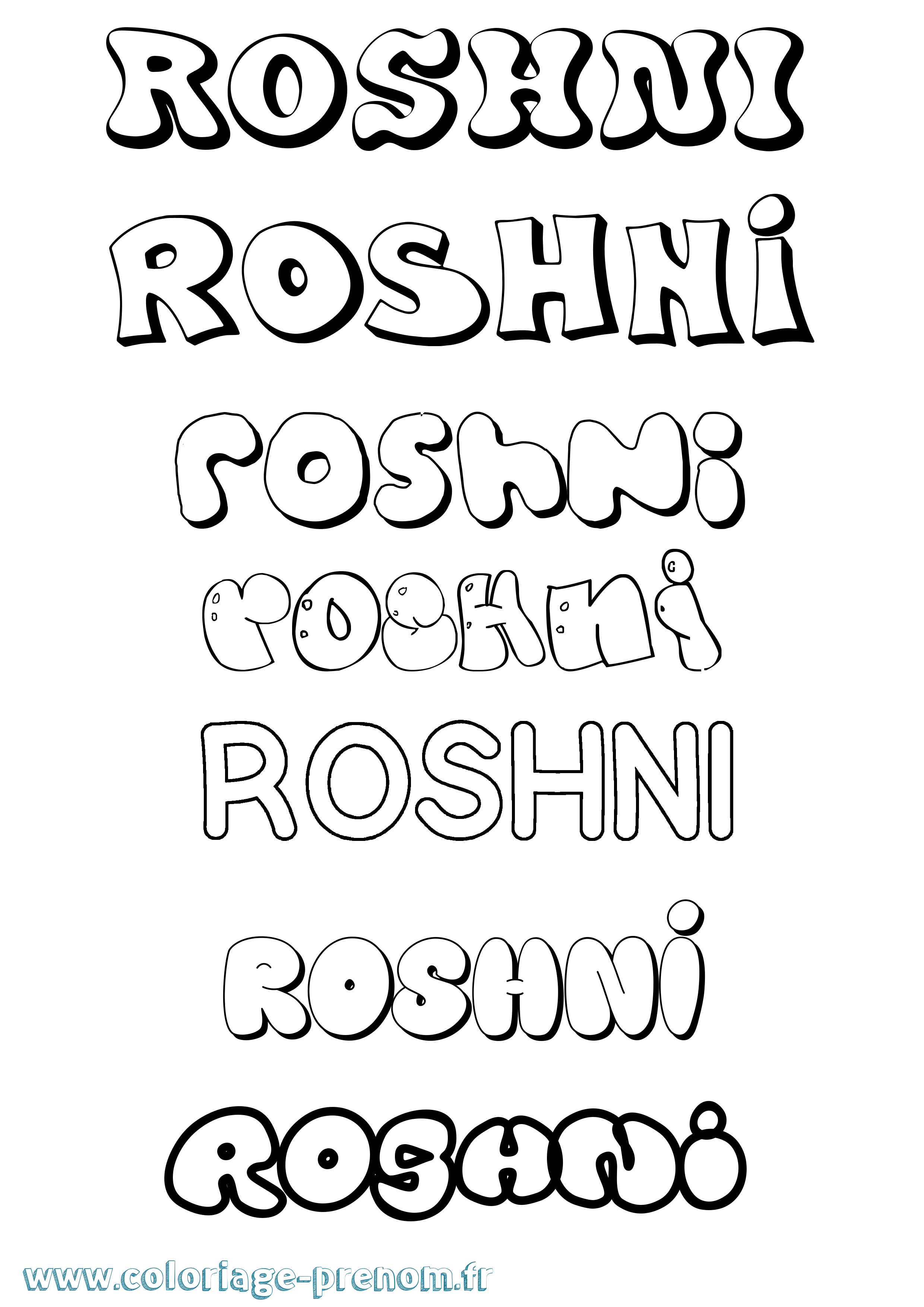Coloriage Roshni Bubble Coloriage prénom Roshni Bubble