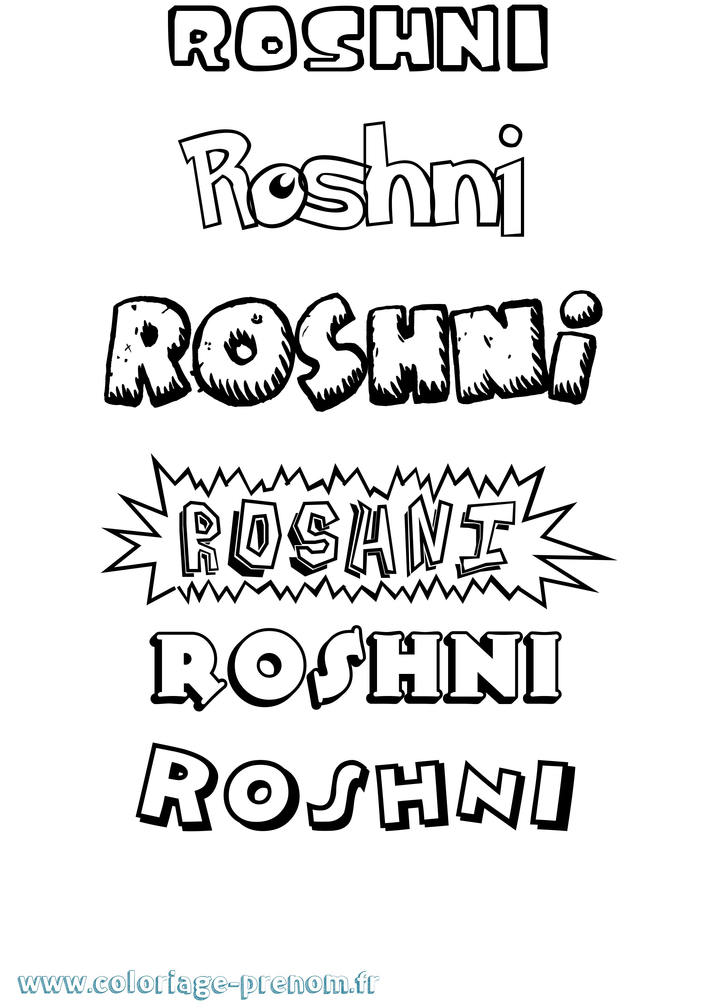 Coloriage Roshni Dessin Animé Coloriage prénom Roshni Dessin Animé