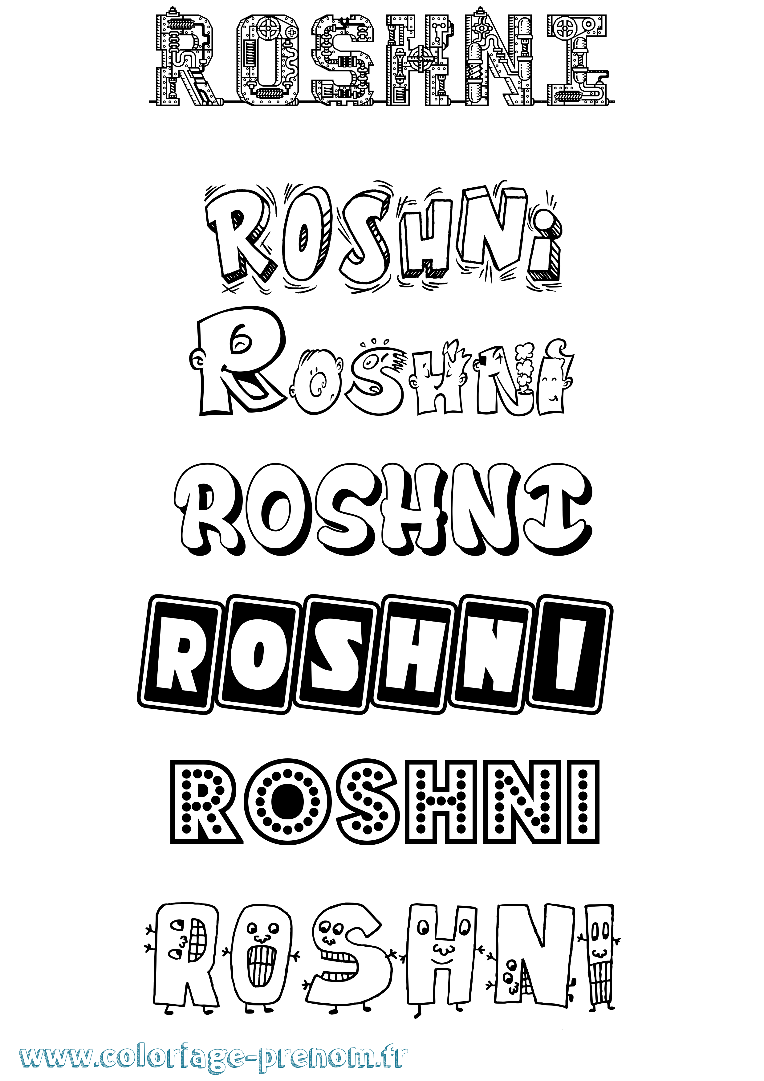 Coloriage Roshni Fun Coloriage prénom Roshni Fun