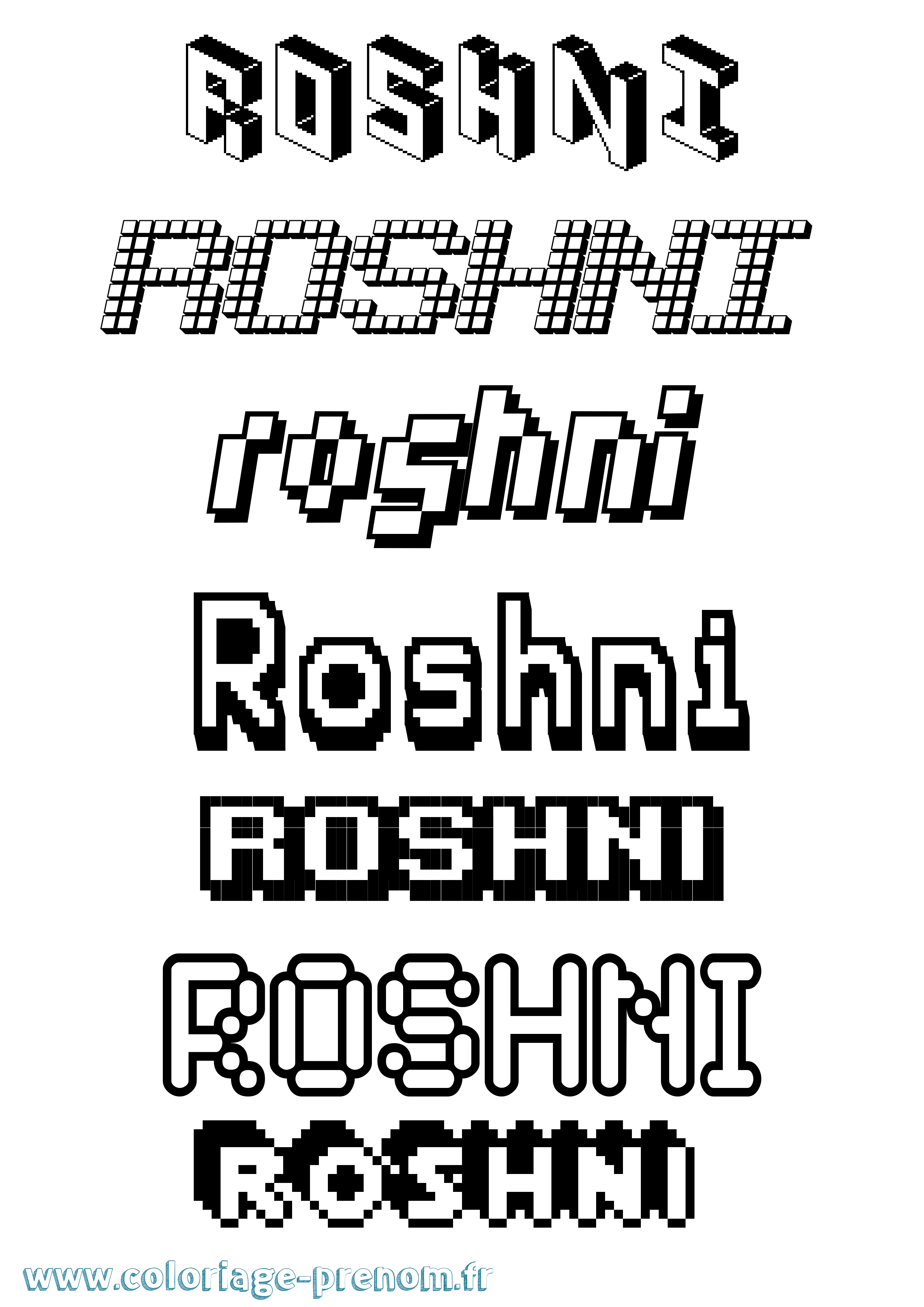 Coloriage Roshni Pixel Coloriage prénom Roshni Pixel