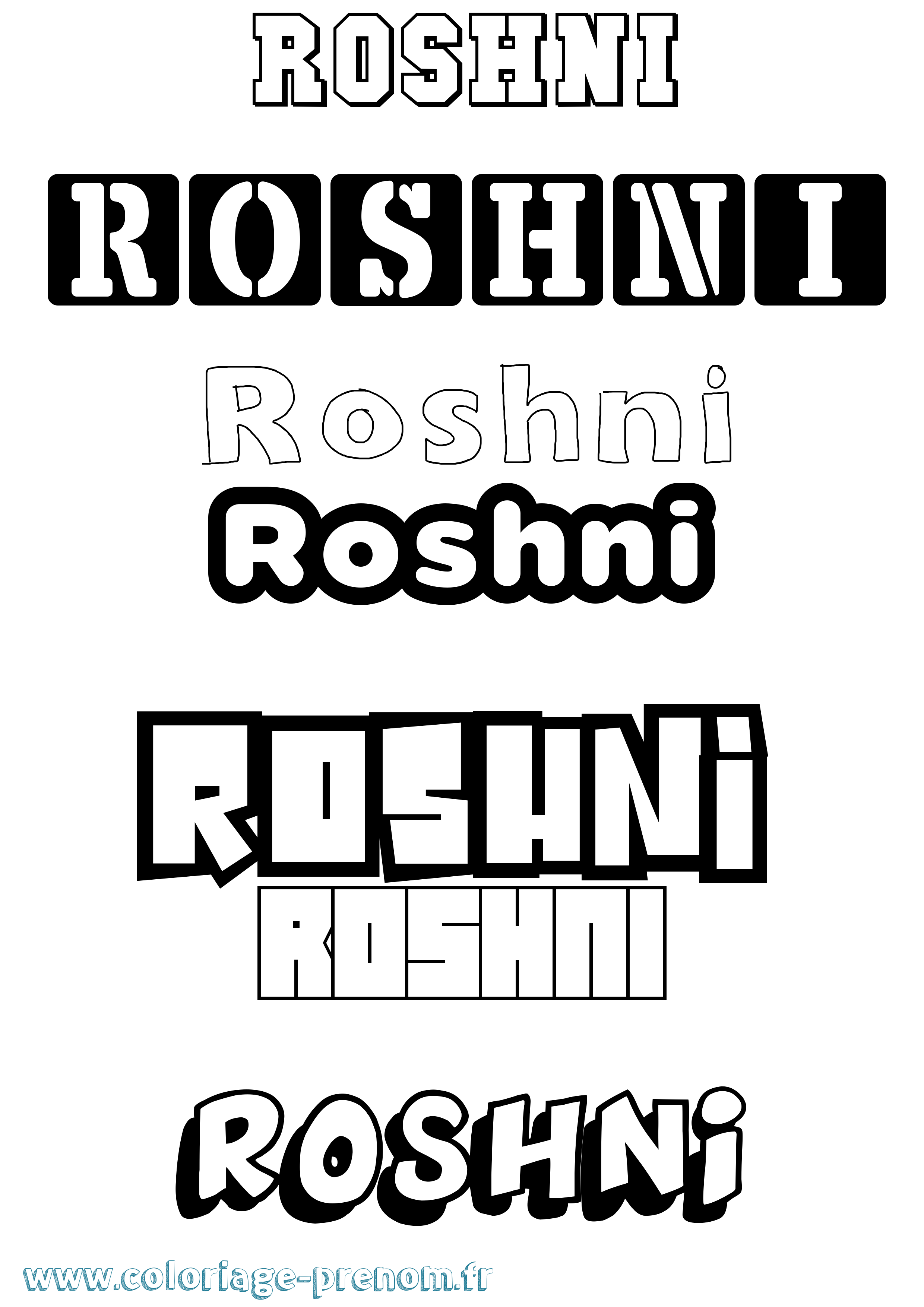 Coloriage Roshni Simple Coloriage prénom Roshni Simple