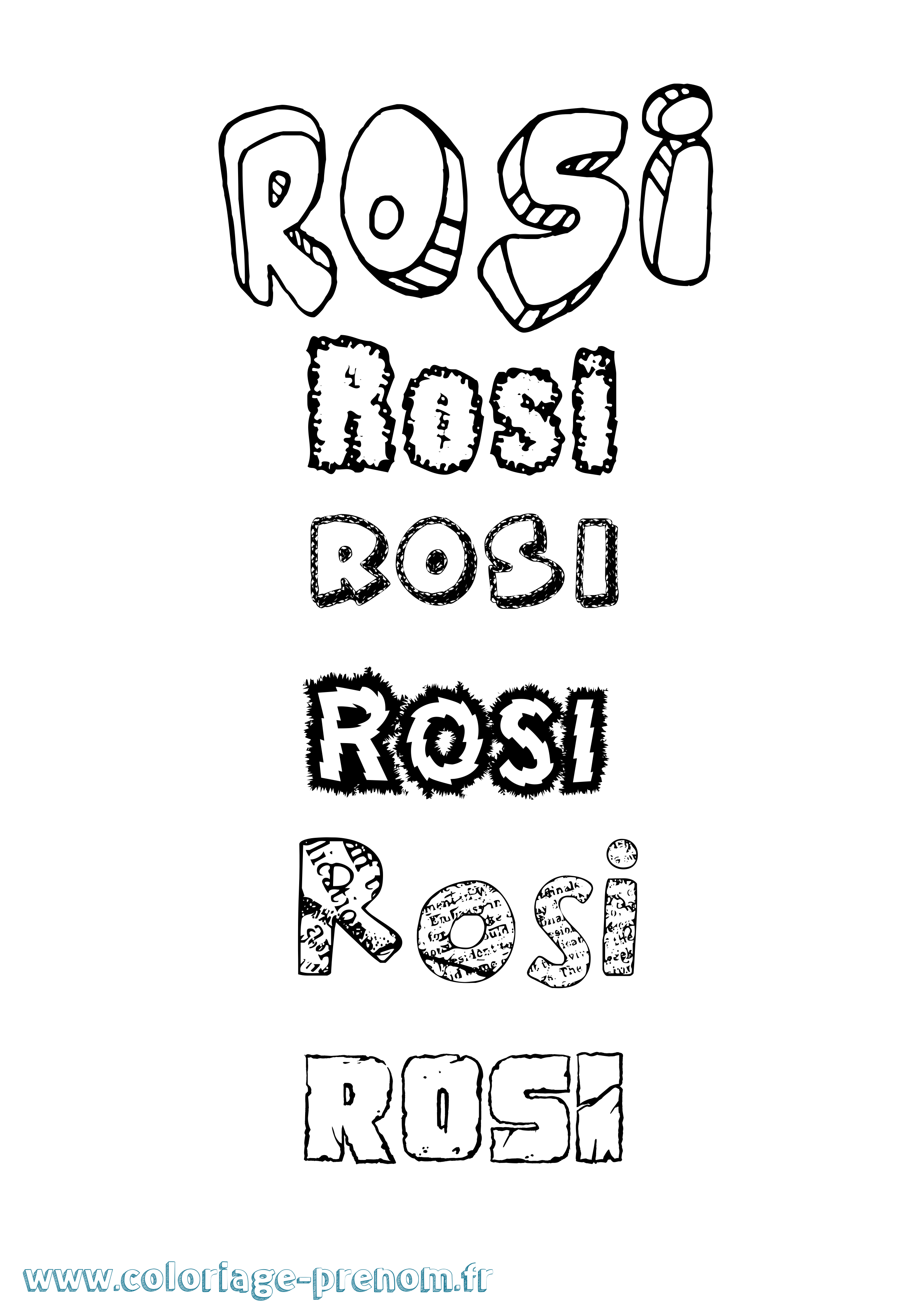 Coloriage Rosi Destructuré Coloriage prénom Rosi Destructuré