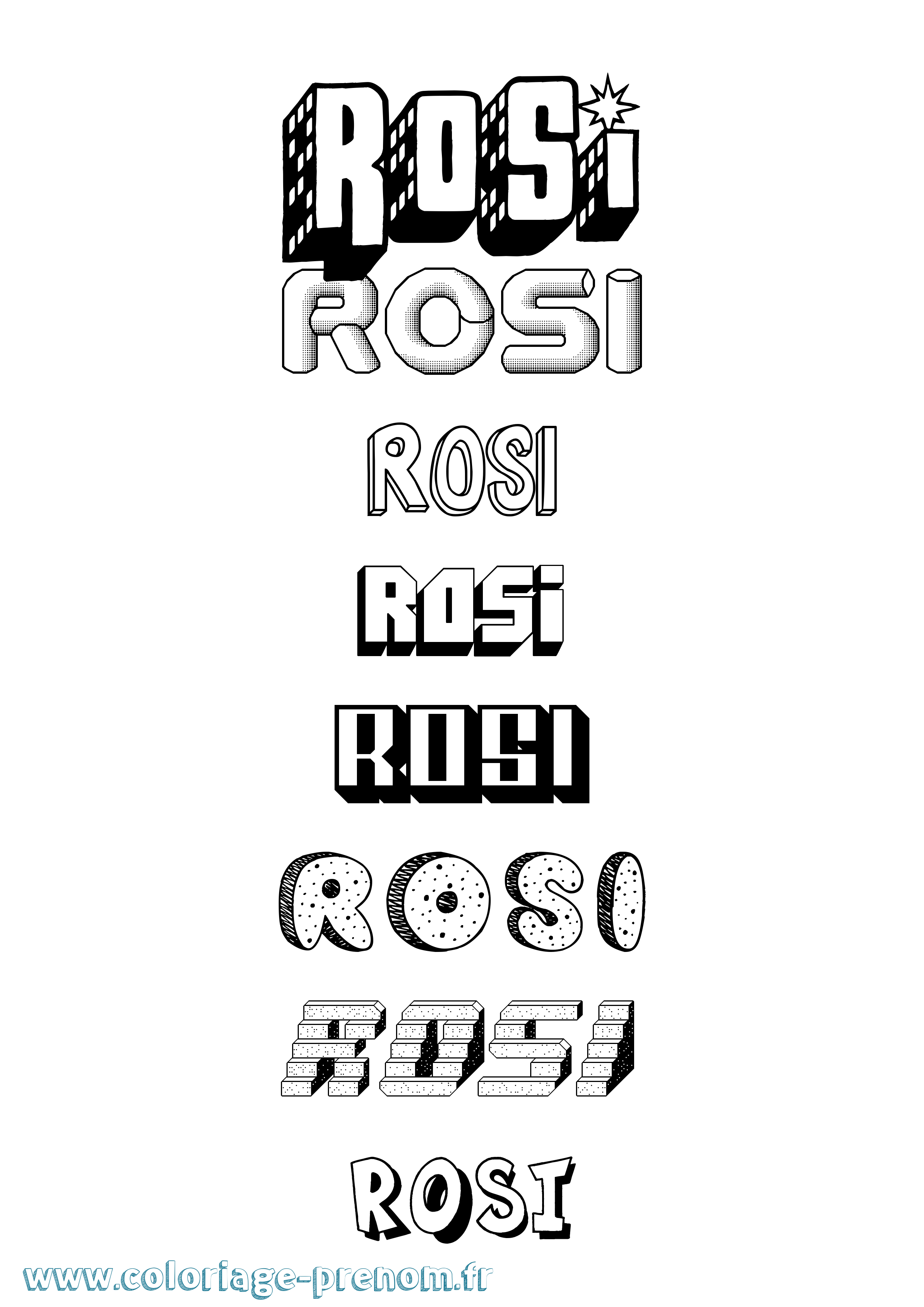 Coloriage Rosi Effet 3D Coloriage prénom Rosi Effet 3D