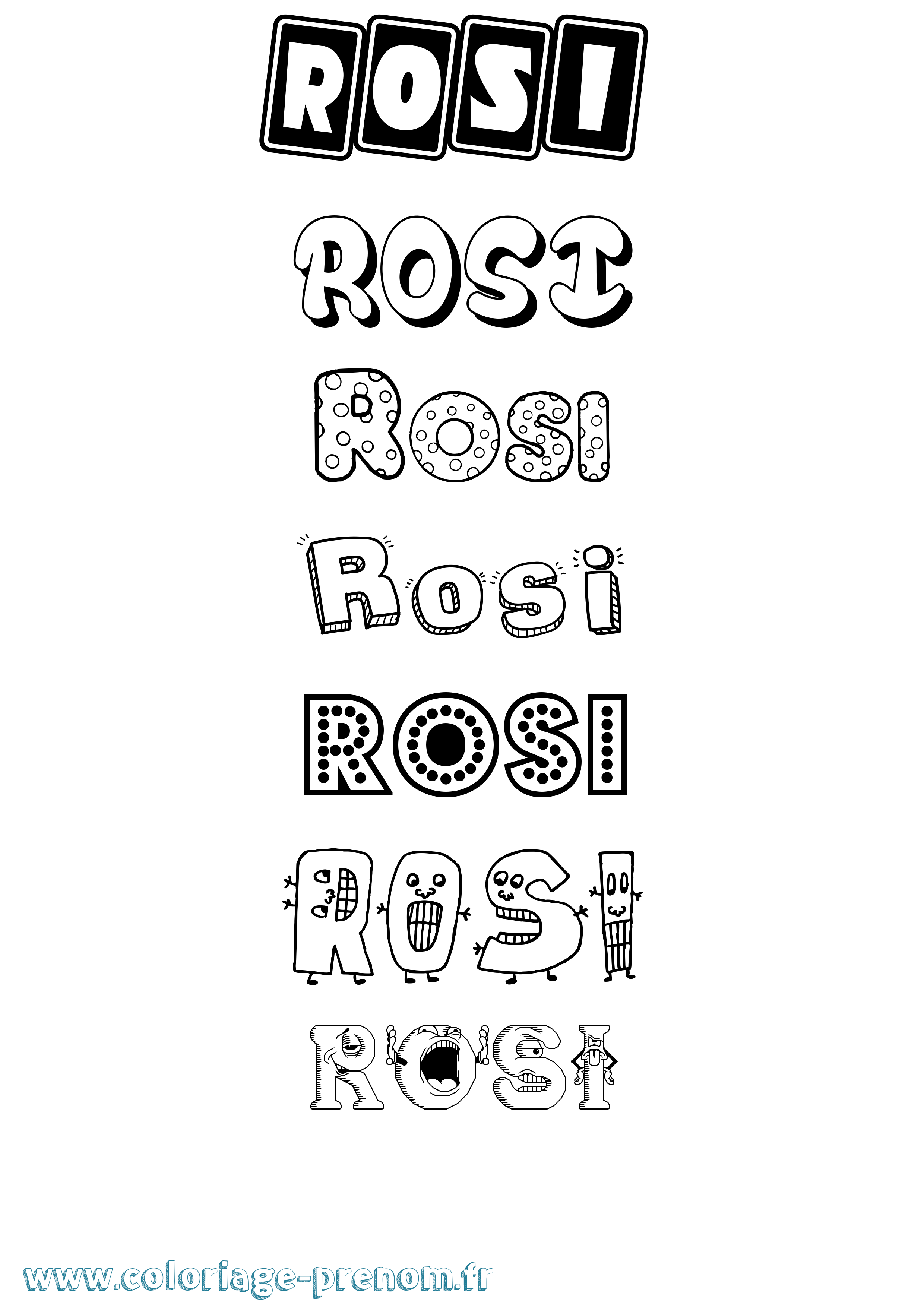 Coloriage Rosi Fun Coloriage prénom Rosi Fun