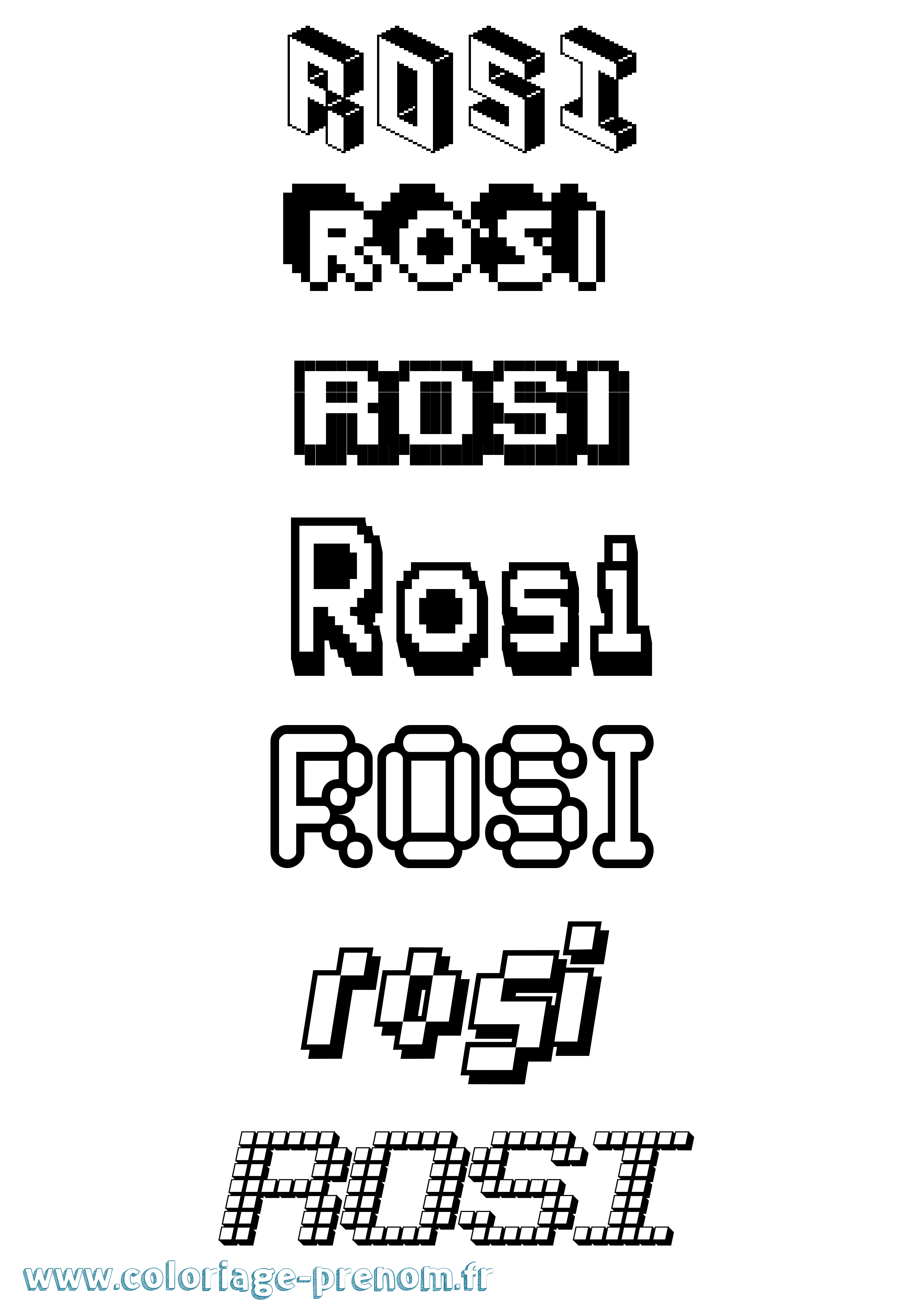 Coloriage Rosi Pixel Coloriage prénom Rosi Pixel