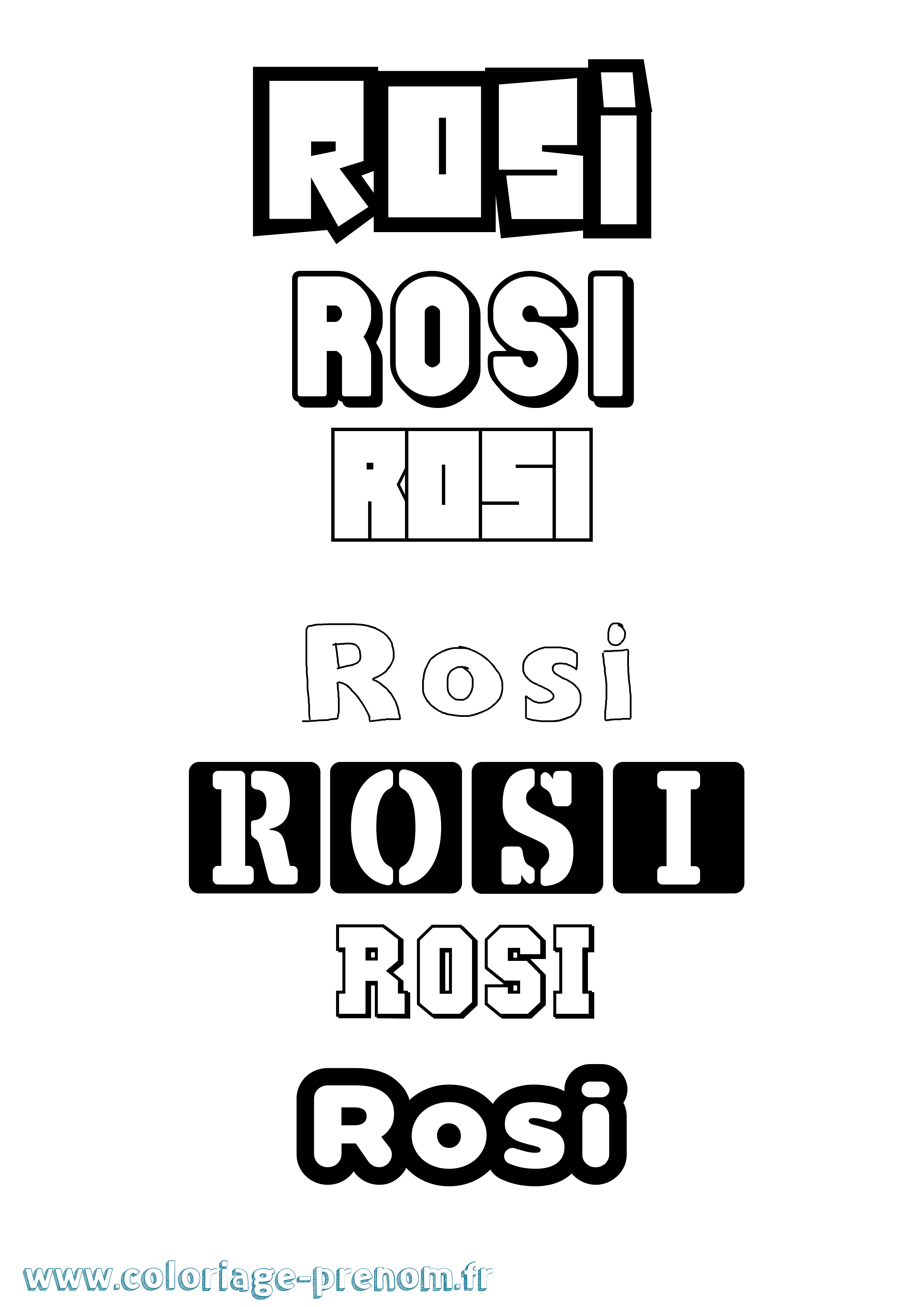 Coloriage Rosi Simple Coloriage prénom Rosi Simple