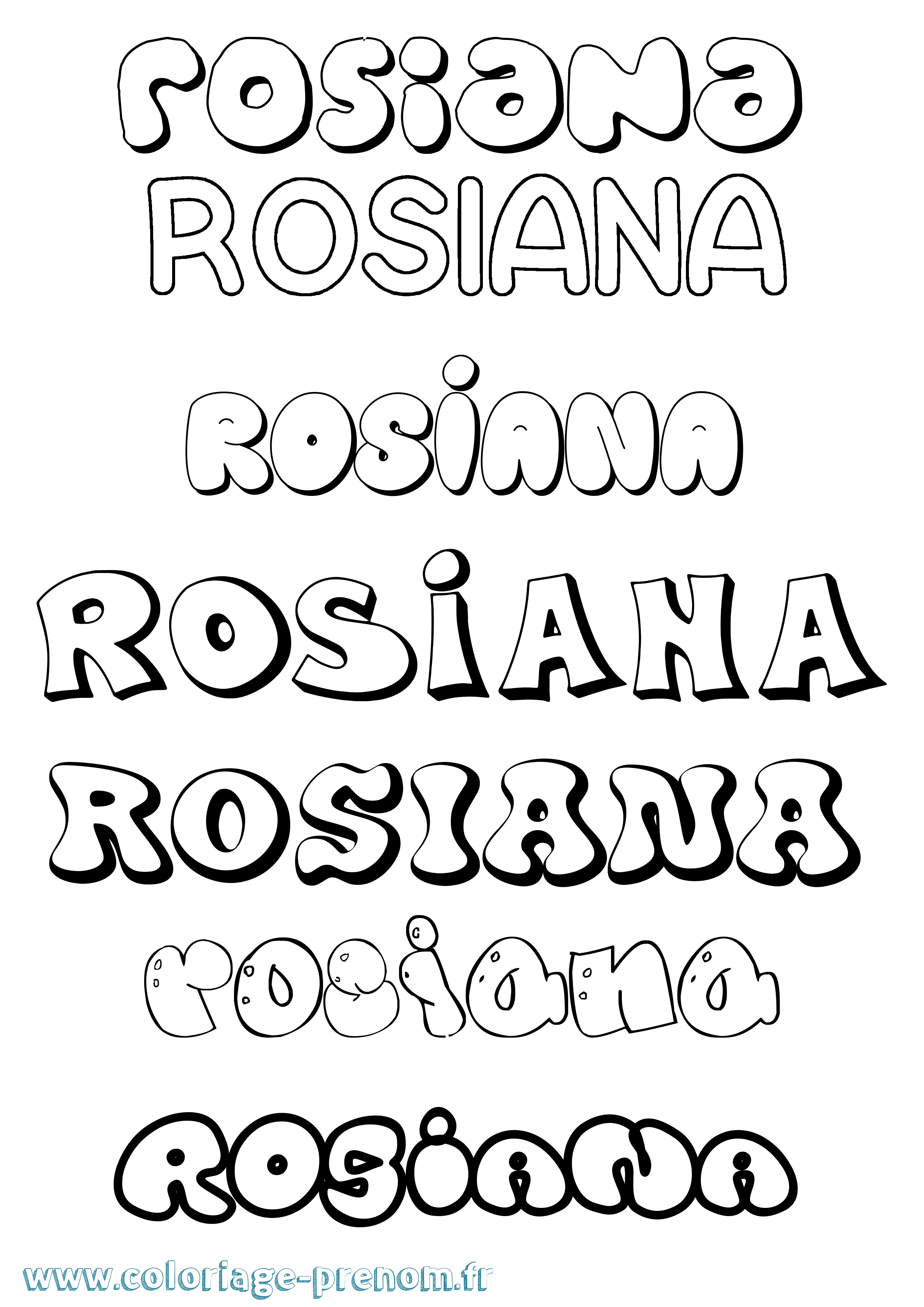 Coloriage Rosiana Bubble Coloriage prénom Rosiana Bubble