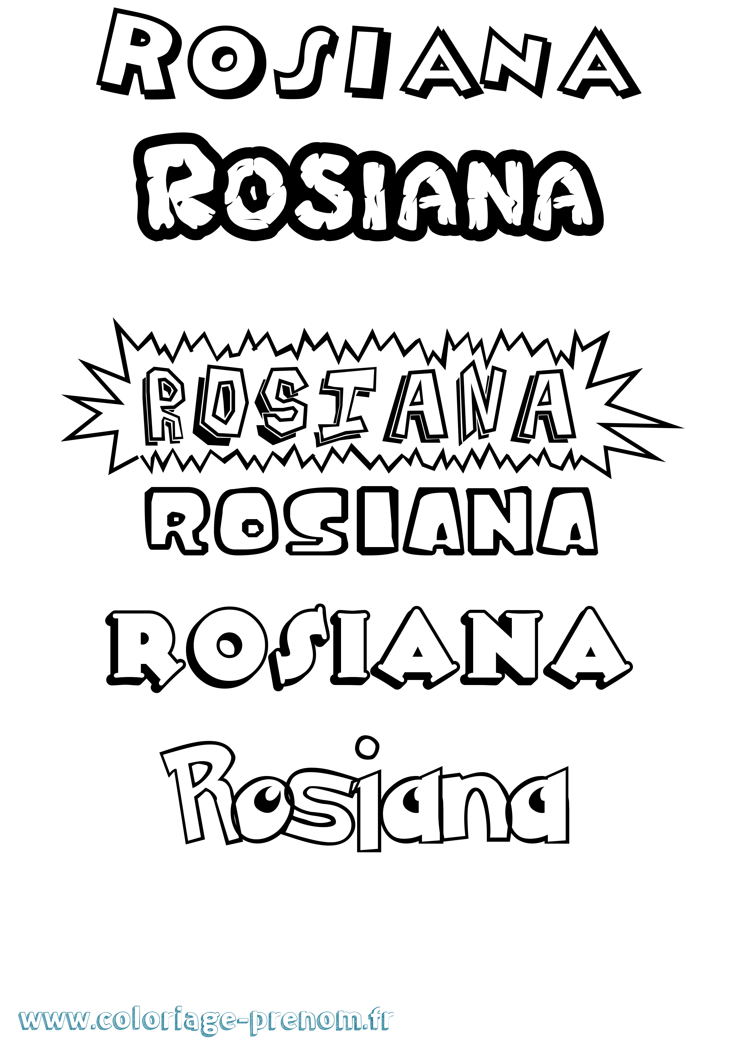 Coloriage Rosiana Dessin Animé Coloriage prénom Rosiana Dessin Animé