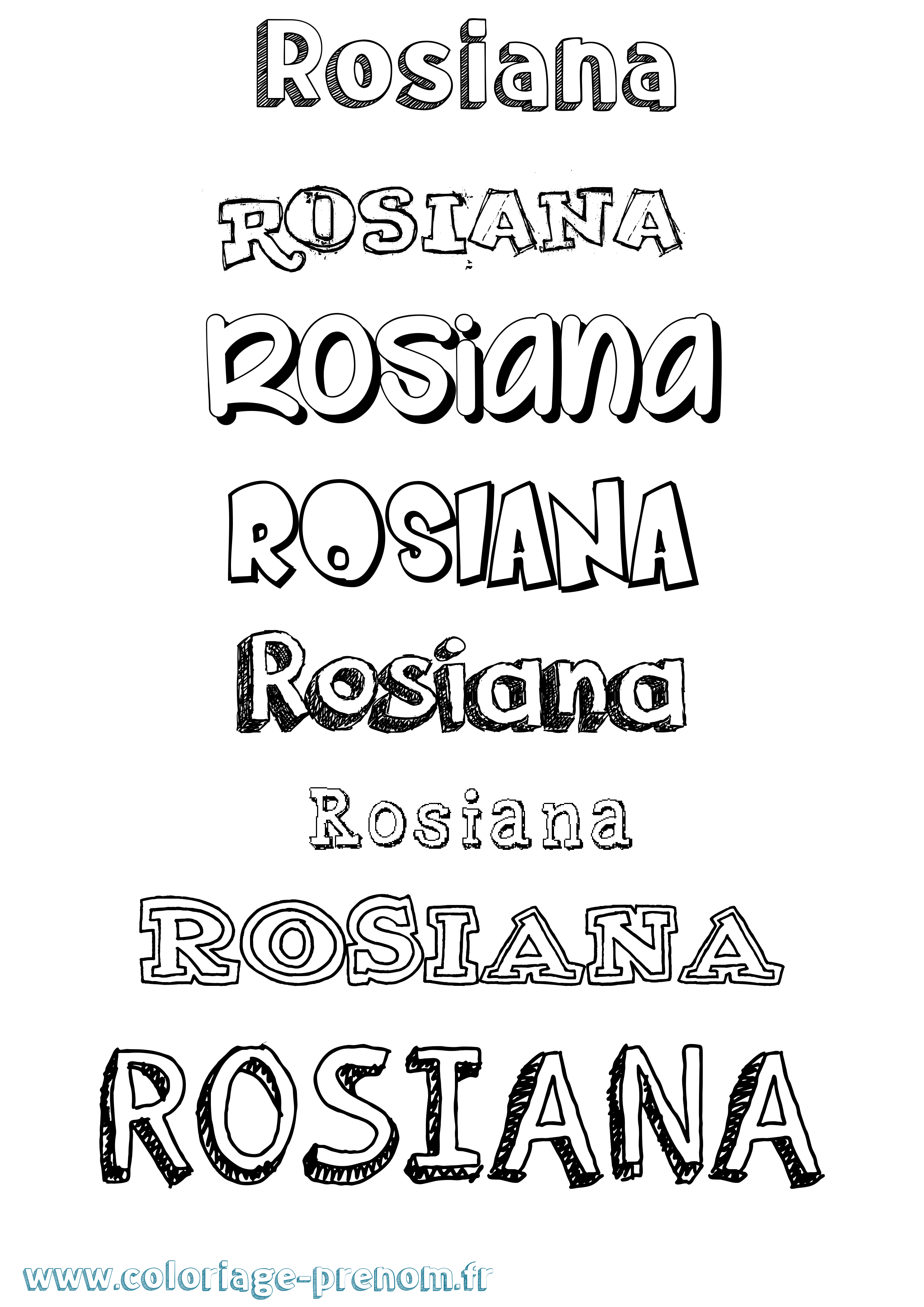 Coloriage Rosiana Dessiné Coloriage prénom Rosiana Dessiné